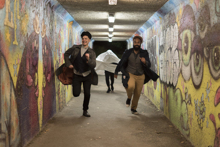 Abdul Aziz and Shawn O’Hara take audiences on Fake Ghost Tours , starting May 30 as part of rEvolver. | Image: Upintheair Theatre.