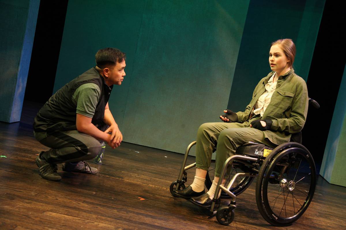 Actors Raugi Yu and Danielle Klaudt in Realwheels Theatre's, Act of Faith .