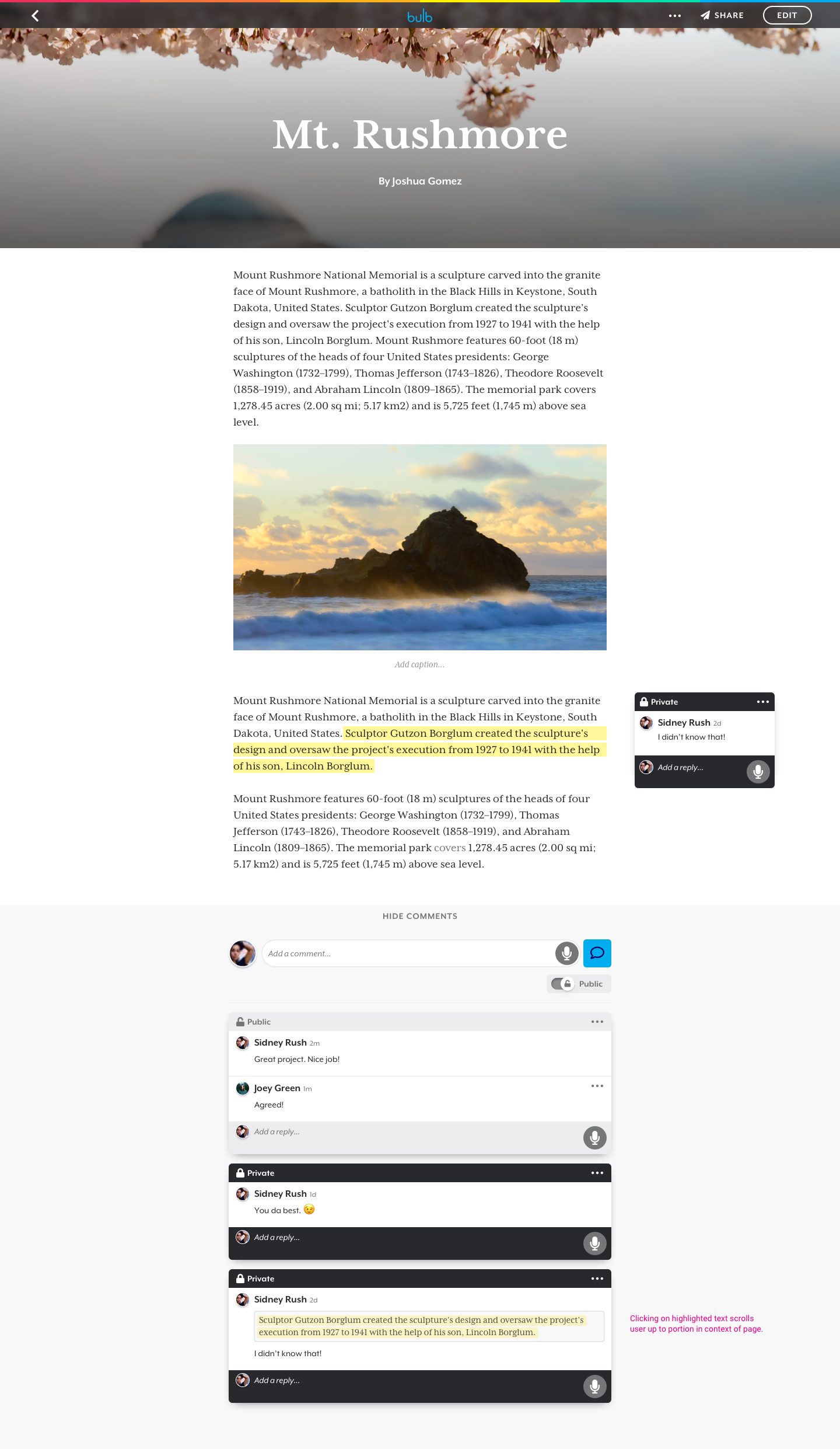  Inline commenting had to be designed around very specific roles and permissions for teachers, students and parents to ensure ease of use for all ages and confidence and trust in their privacy and safety. 
