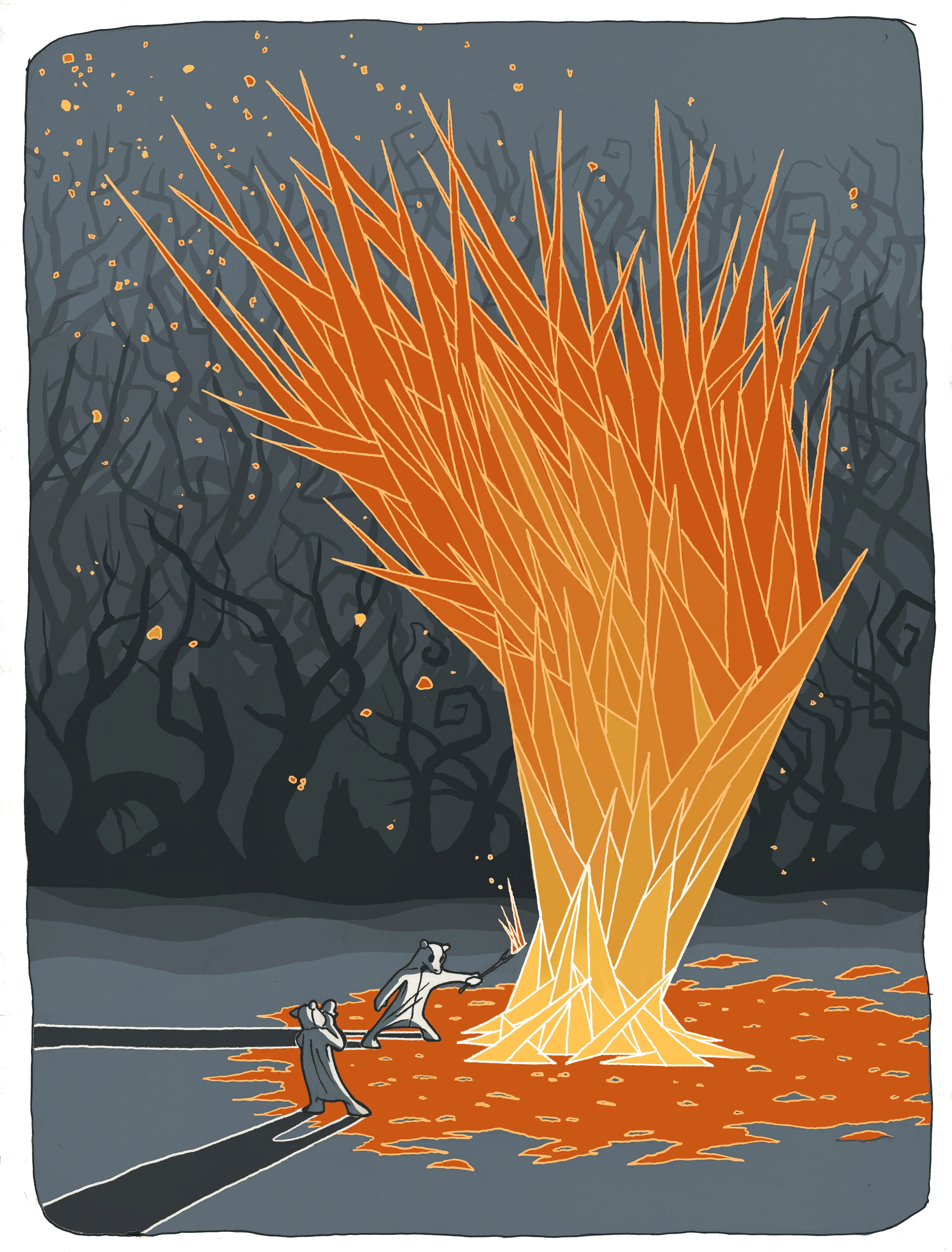 there was a big mad fire.