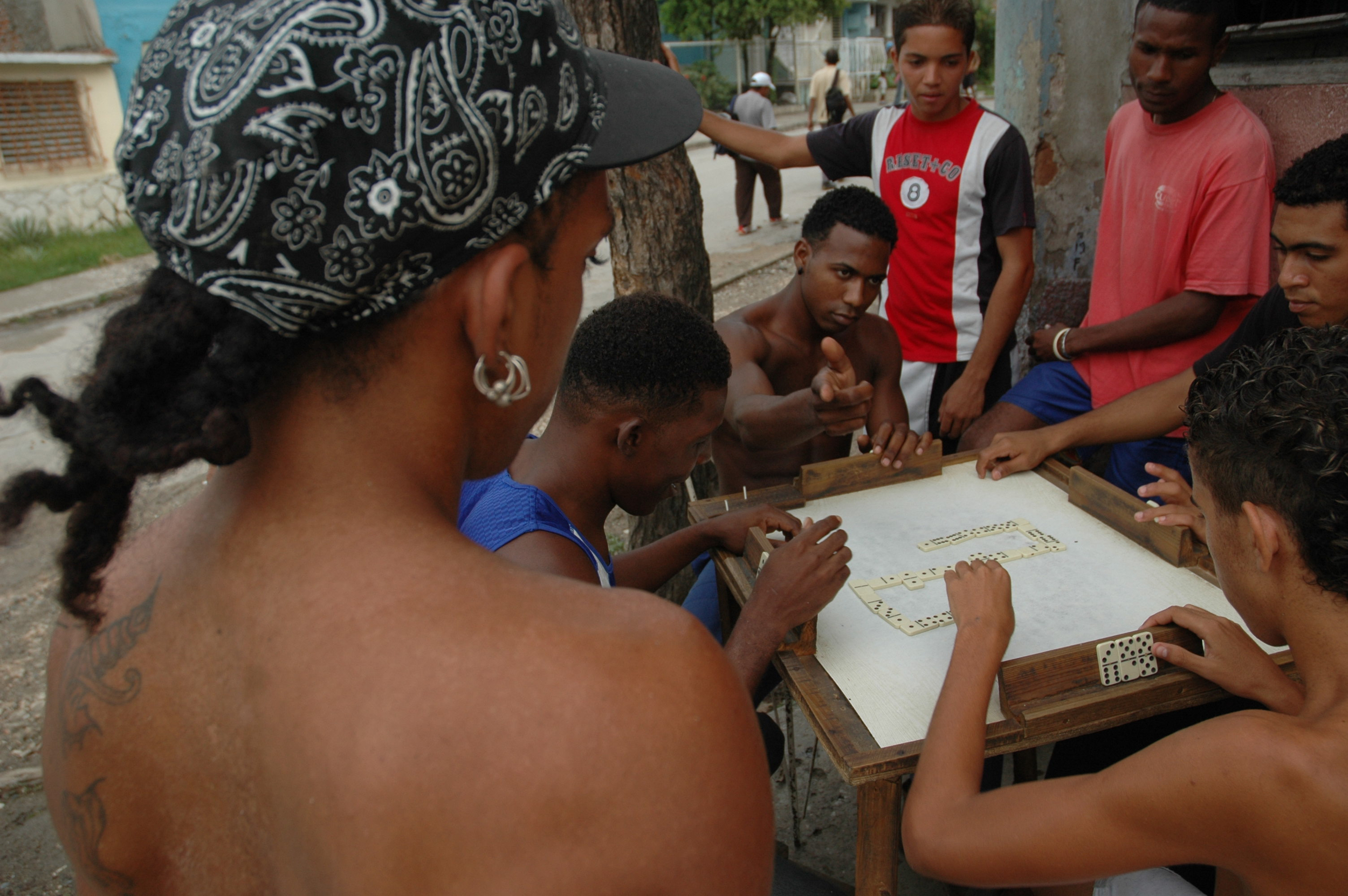Street game of dominos, Santiago de Cuba, Cuba.