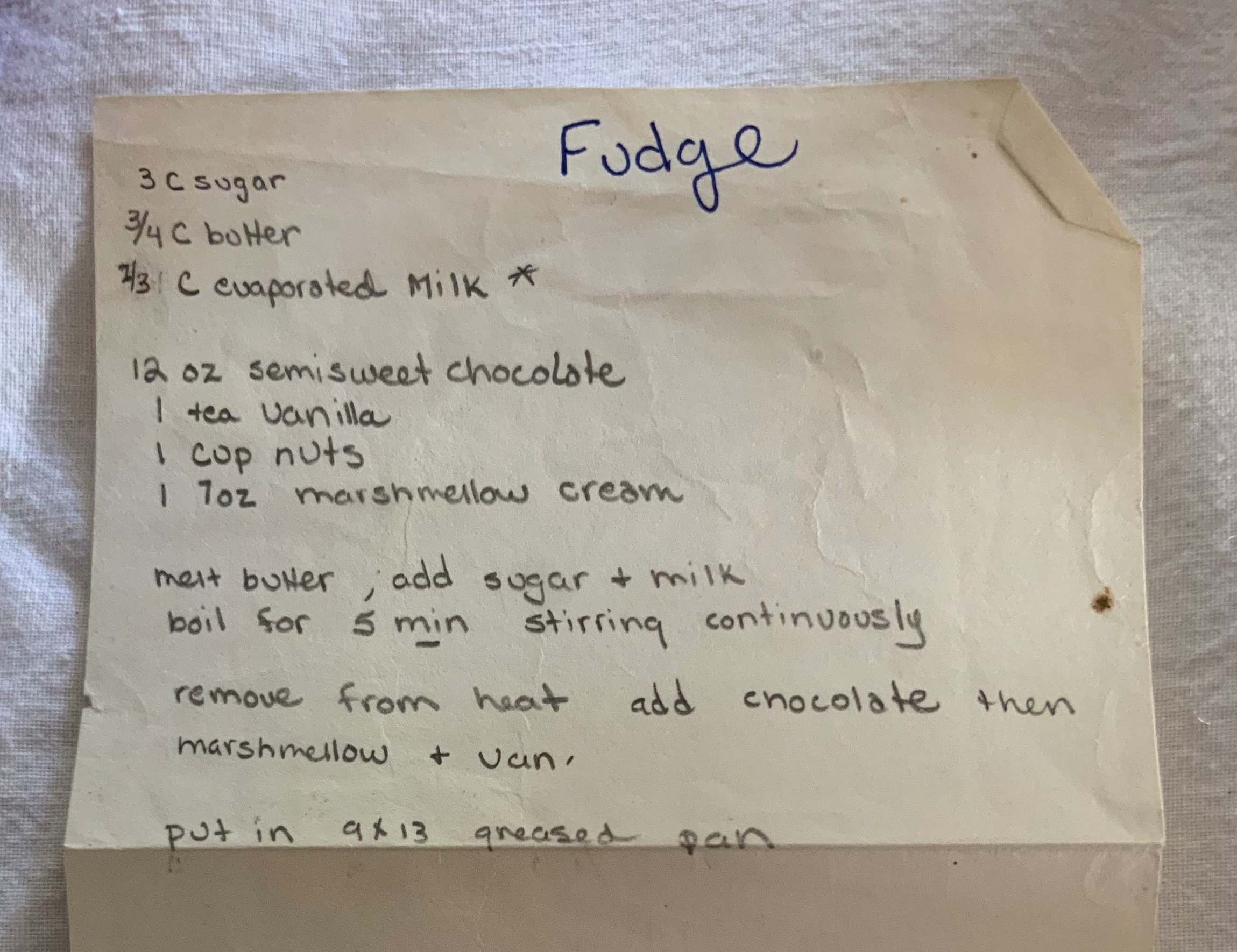 Original fudge recipe