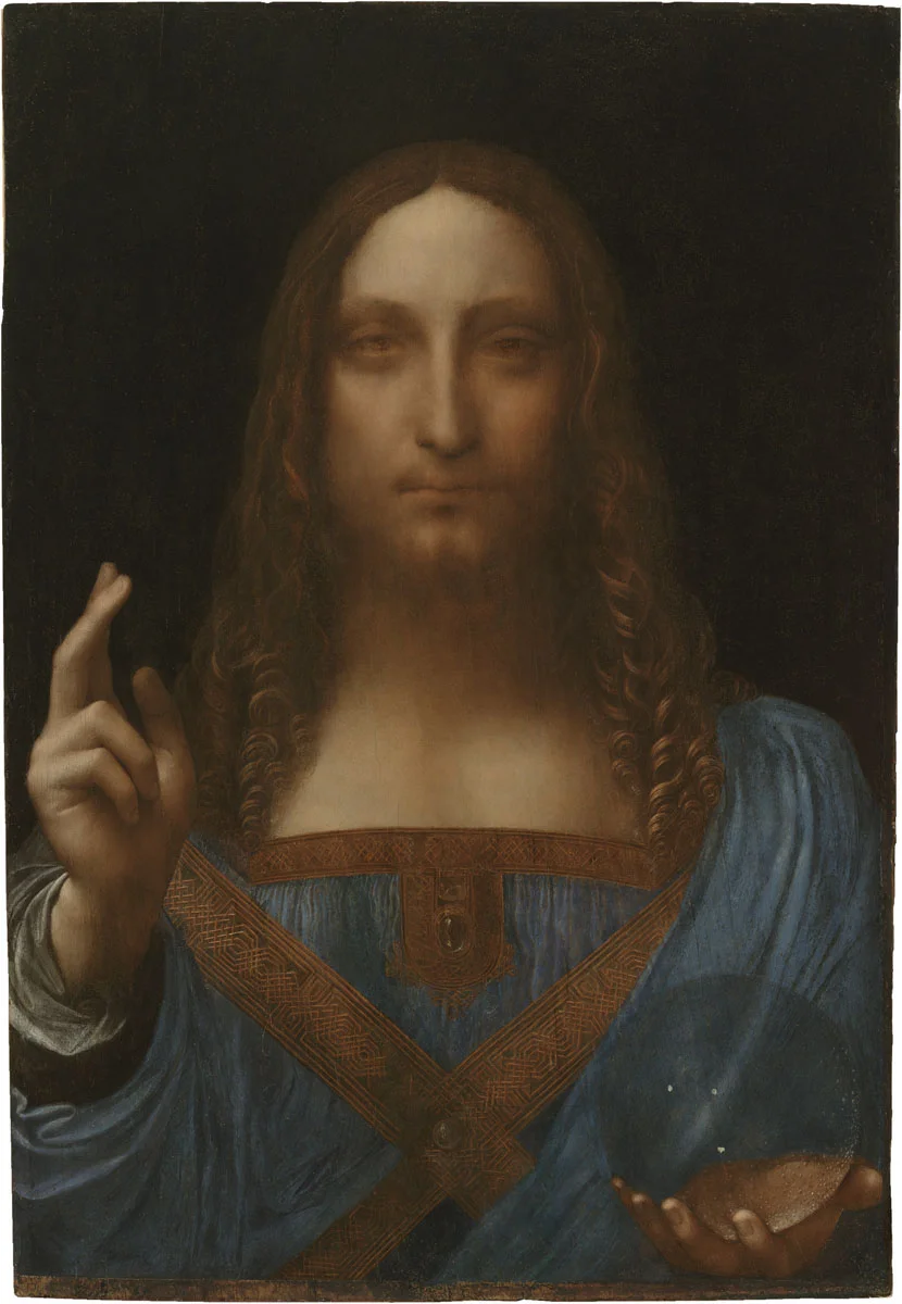 Leonardo da Vinci (Italian, 1452-1519) "Salvator Mundi" Oil on panel, 25 13/16 x 17 7/8 inches (65.6 x 45.4 cm) Private Collection