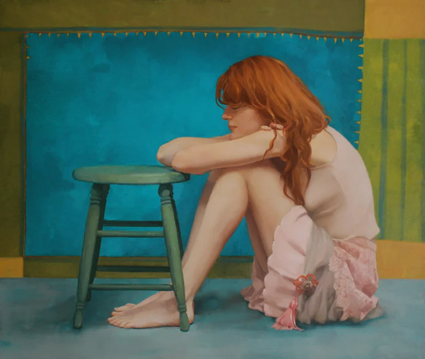 "Pink and Red Meditation", Oil on Panel, 36x42