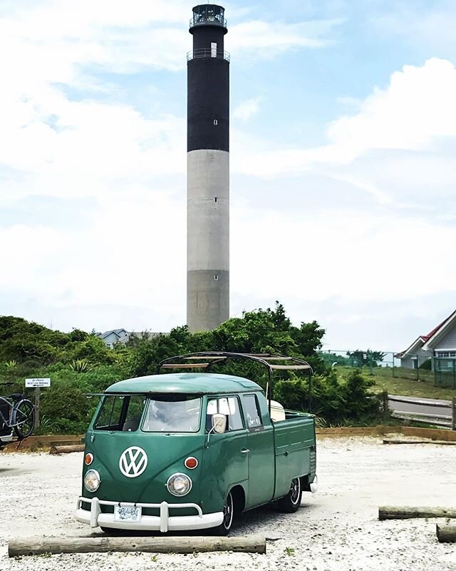 Just a VW van truck, with surf boards hanging out back... Oh, and a Light house! #vw #vwvantruck #surf #oakislandlighthouse #beachbum #cool #livelife #iphonepic