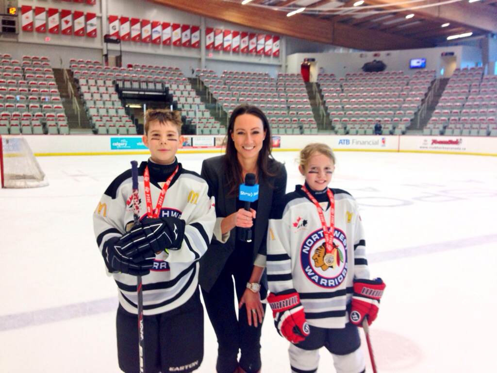 Interviewing Atom League Hockey players for ShawTv Calgary at Esso Minor Hockey Week