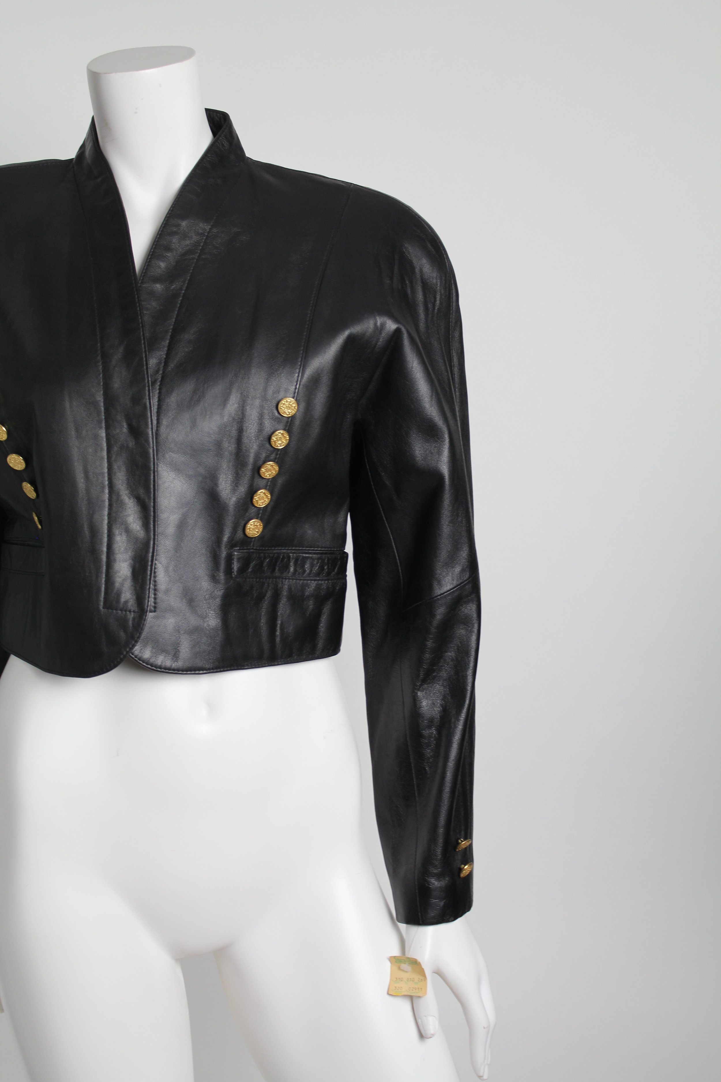 Vintage 1990s Cropped Black Leather Jacket - New With Tags