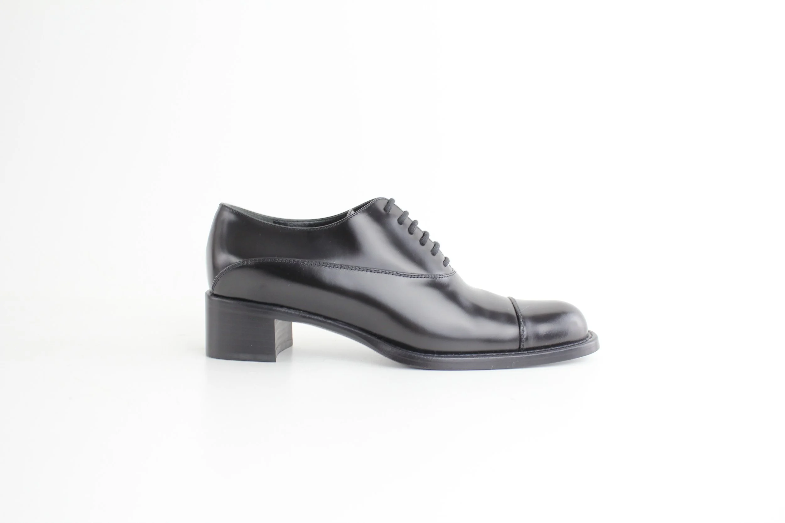 Prada Black Spazzolato Leather Oxfords - New in Box