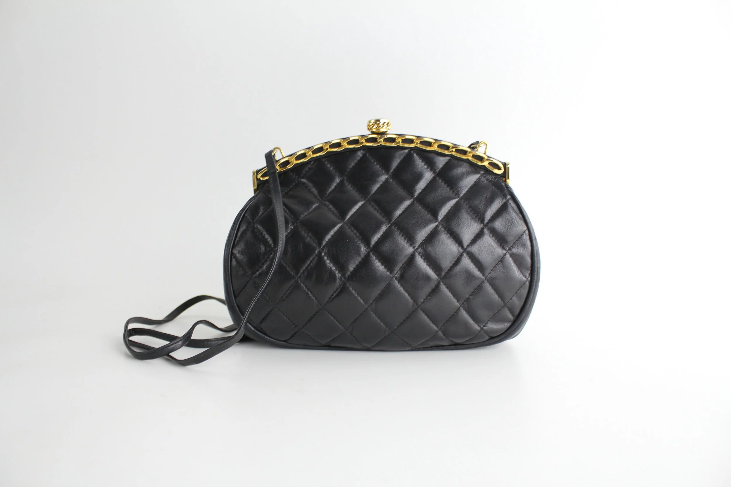 Vintage 1970s Italian Quilted Leather Handbag