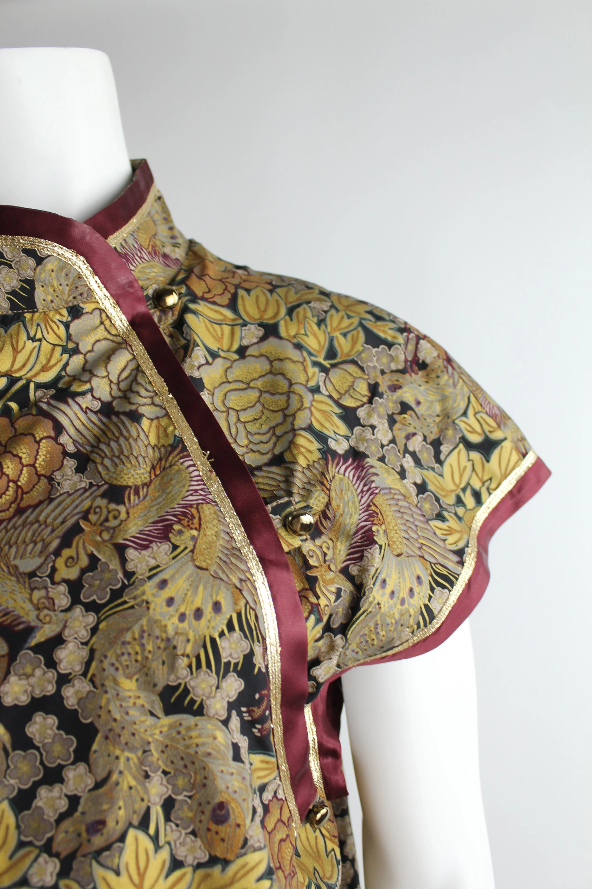 1980s Krizia Silk Cheongsam Tunic or Mini Dress