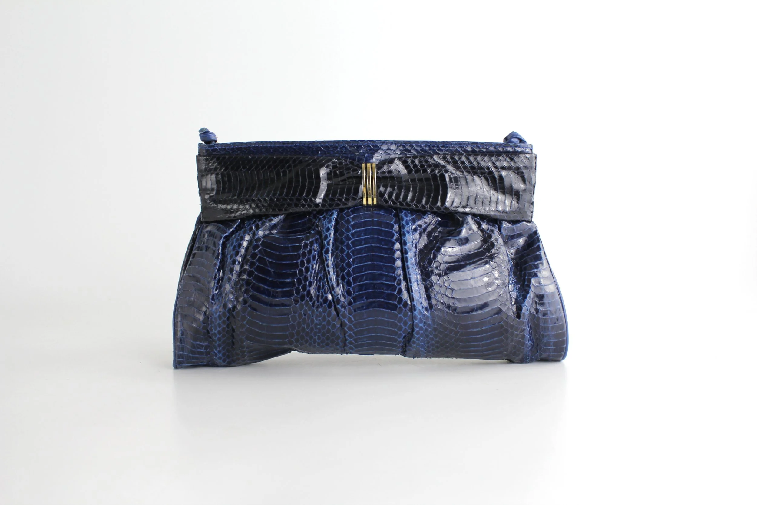 Vintage 1980s Midnight Blue Snakeskin Bag