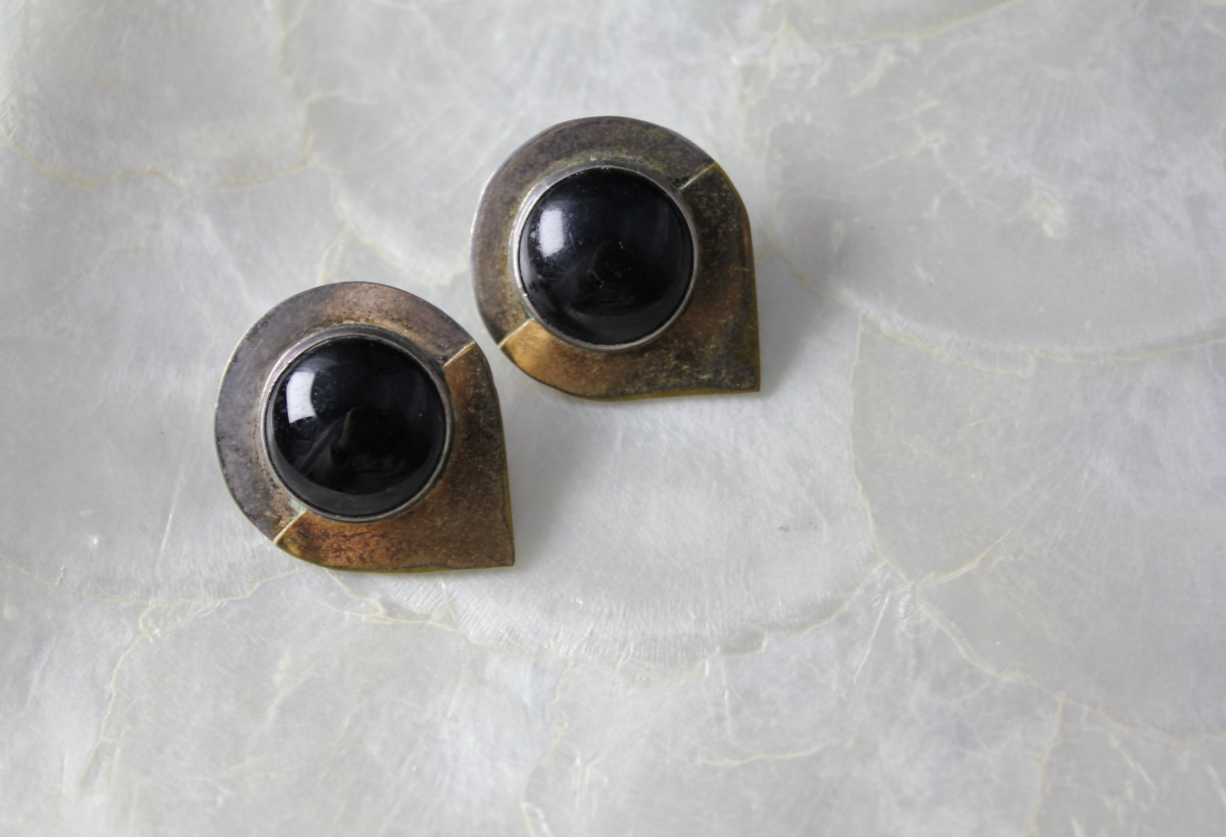 Vintage Sterling Upside Down Teardrop Pierced Earrings