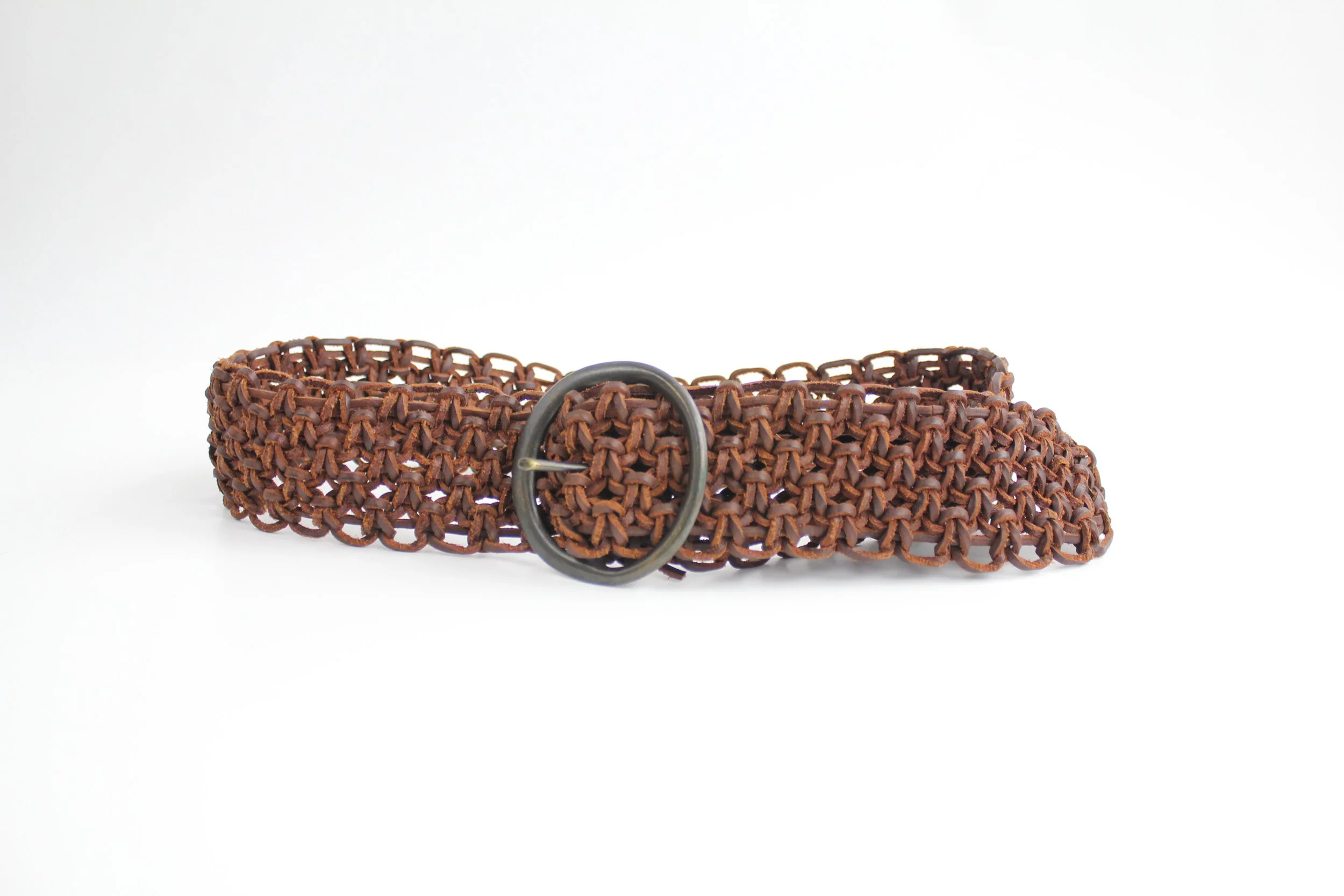 Vintage 1970s Artisan Braided Leather Belt