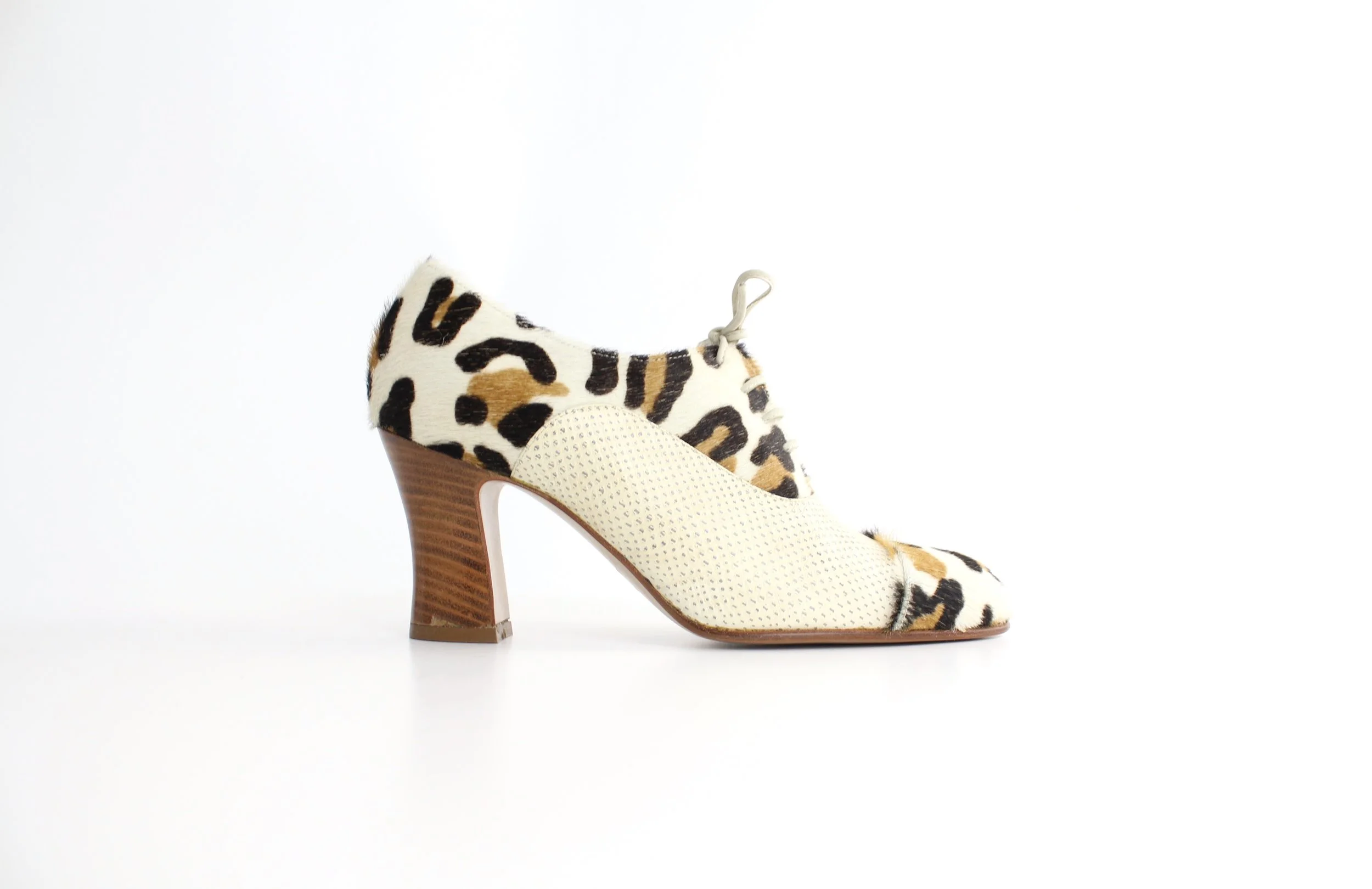 Vintage 1980s Mimi Venezia Leopard Print Lace Up Oxford Shooties