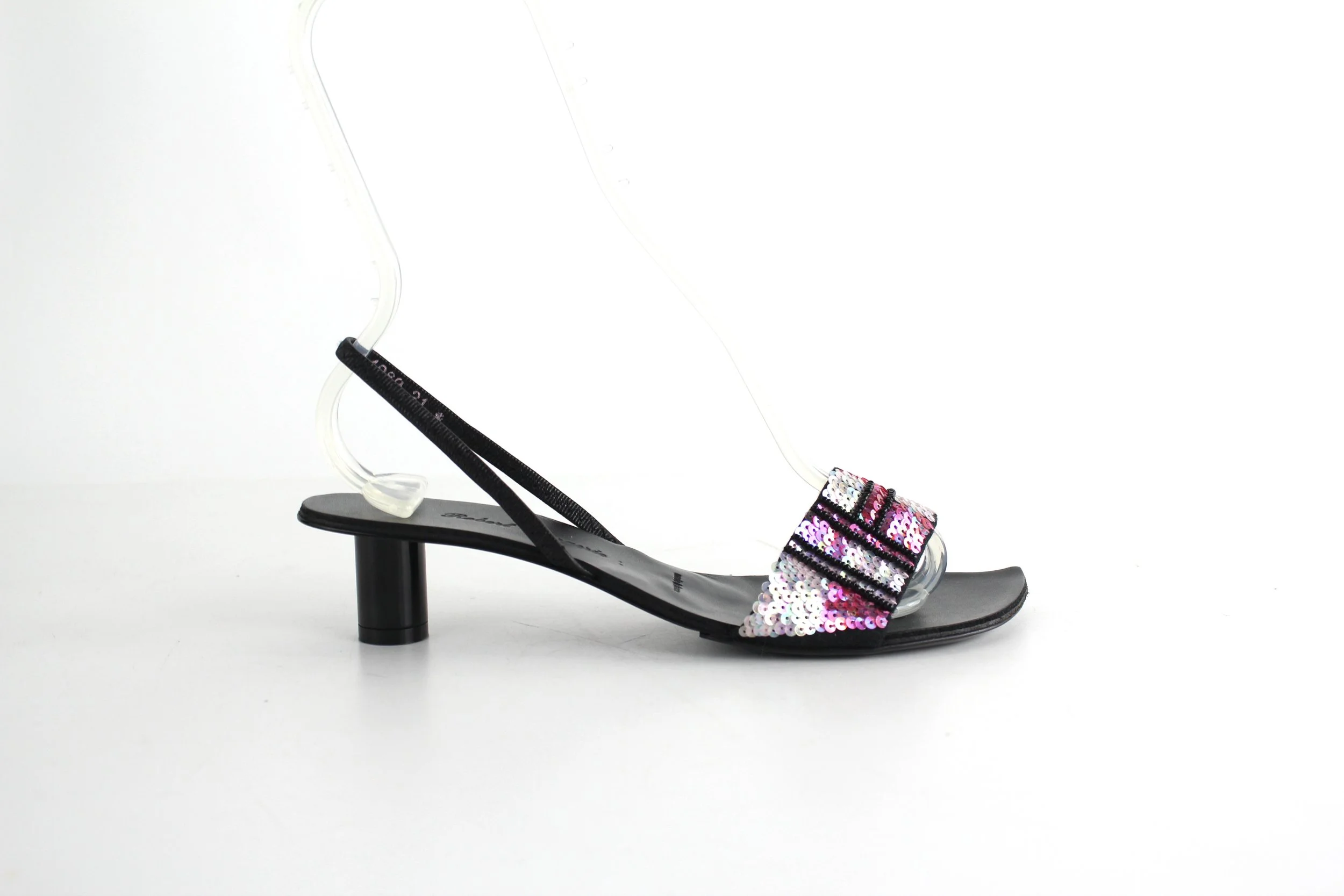 Y2K Robert Clergerie Geometric Sequin Leather Slingback Heels