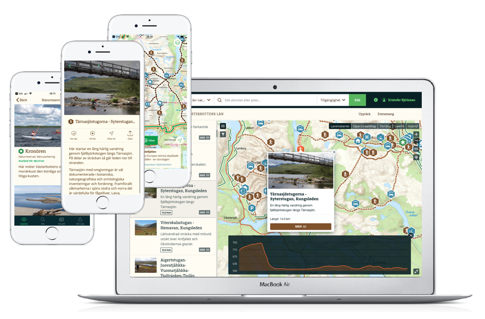 Mapbox gav bättre prestanda. Karttjänsten harmoniserar betydligt bättre med såväl listan som filtret av platser, områden och leder, vilket har förbättrat användarupplevelsen markant, speciellt när webbtjänsten används i mobilen.