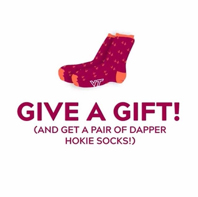 Make a donation to Virginia Tech and receive a pair of Hokie socks! Select your Manhattan Hokie Alumni chapter and your donation will go towards our scholarship fund! Link in profile, campaign runs through midnight on Wed #givingtuesday #nationalsock