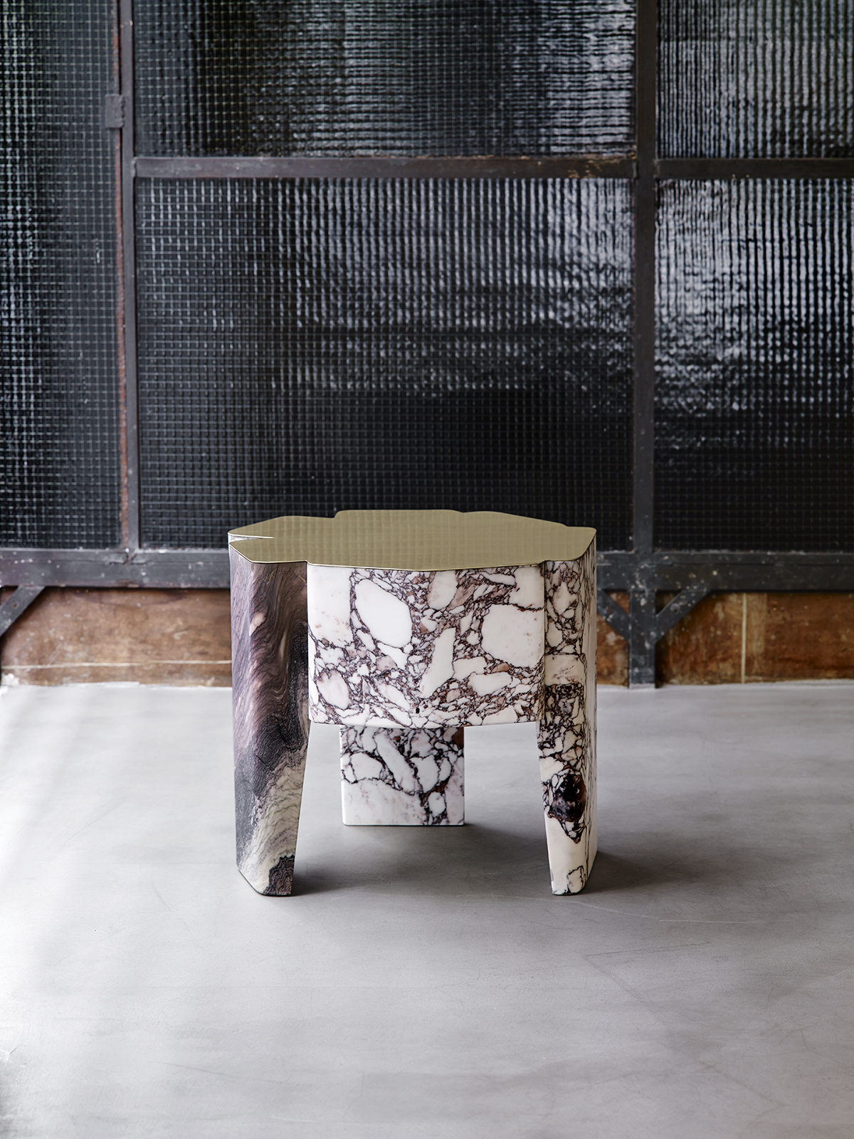 DC1615 marble and silver plated brass side table Vicenzo de Cotiis 2016
