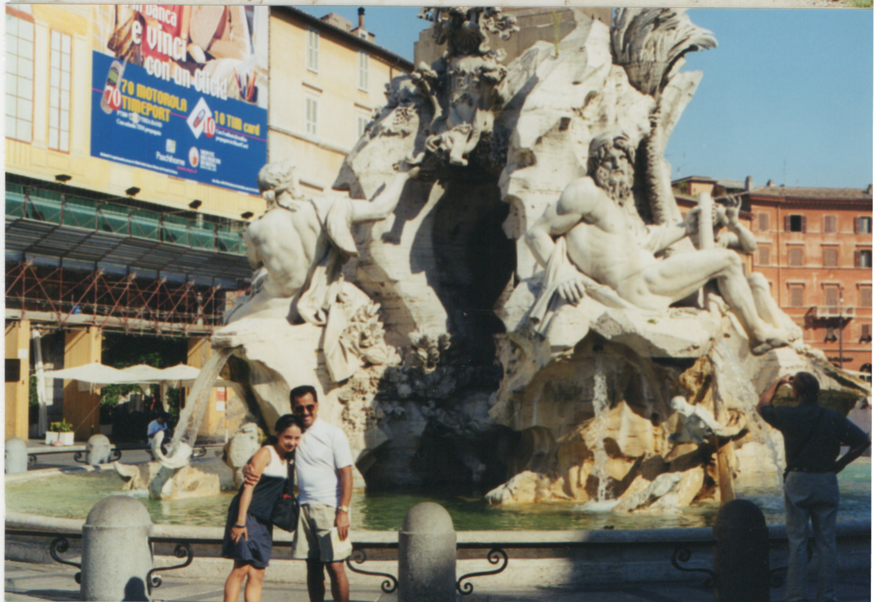 In front of Bernini's amazing Quattro Fiumi Fountain summer 2000
