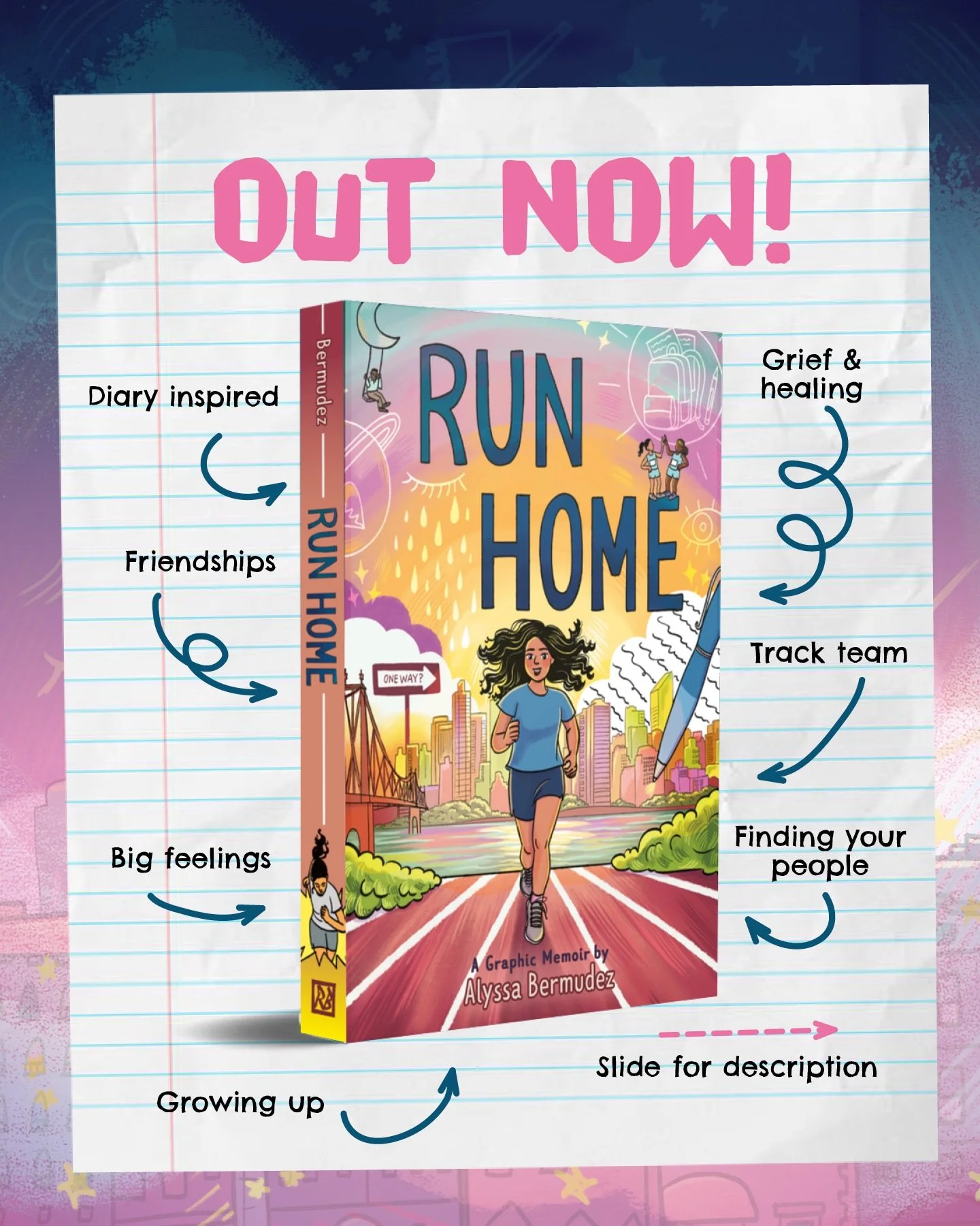 RUN HOME is out today. ✨

This book has it all from track meets to friendships, big feelings to quiet moments.
It&rsquo;s about growing up with grief, healing, and finding your people along the way.

I wrote it from my deeply personal experience for 
