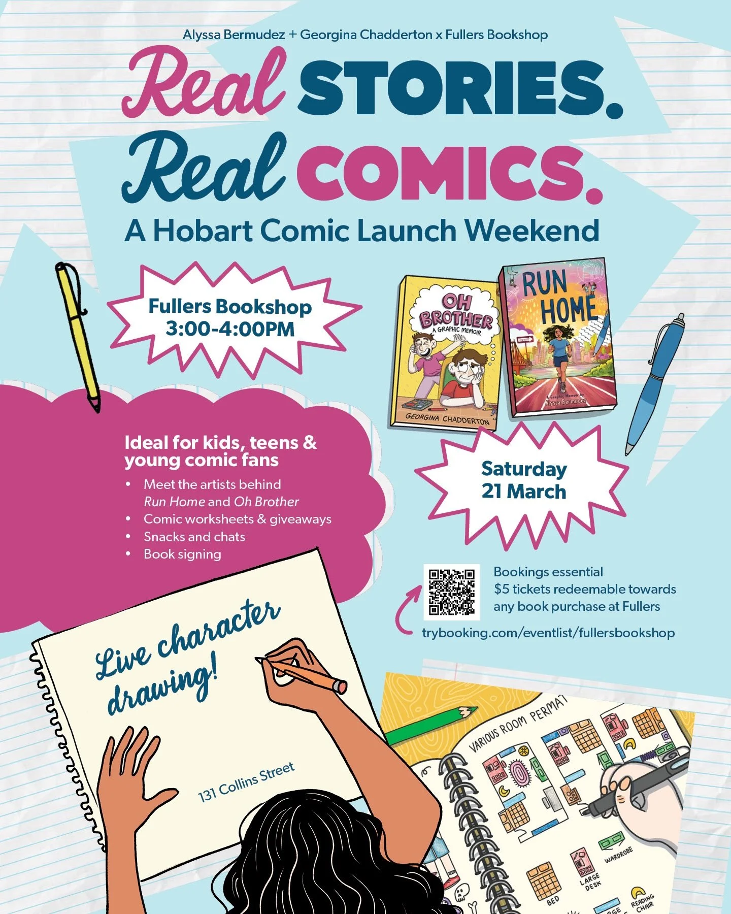 Is it in your calendar yet?
Because this launch weekend is not one to miss 📚✏️

📍 Fullers Bookshop - 21 March - 3-4pm
This event needs to be booked in advance.
The $5 ticket is redeemable towards the cost of a book on the day 🙌

📍 Area 52 - 22 Ma