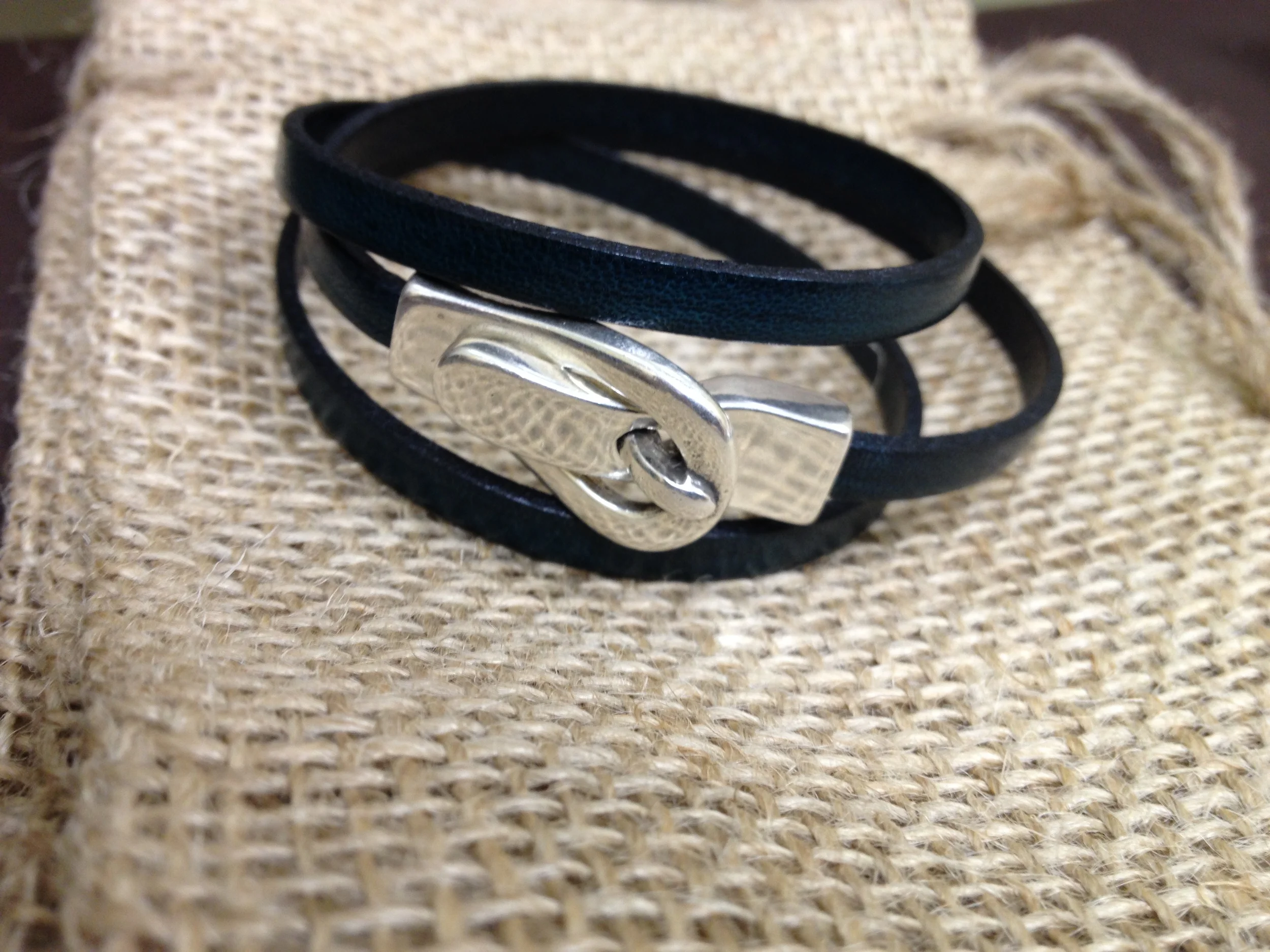 Triple Wrap Bracelet with Magnetic Buckle Clasp