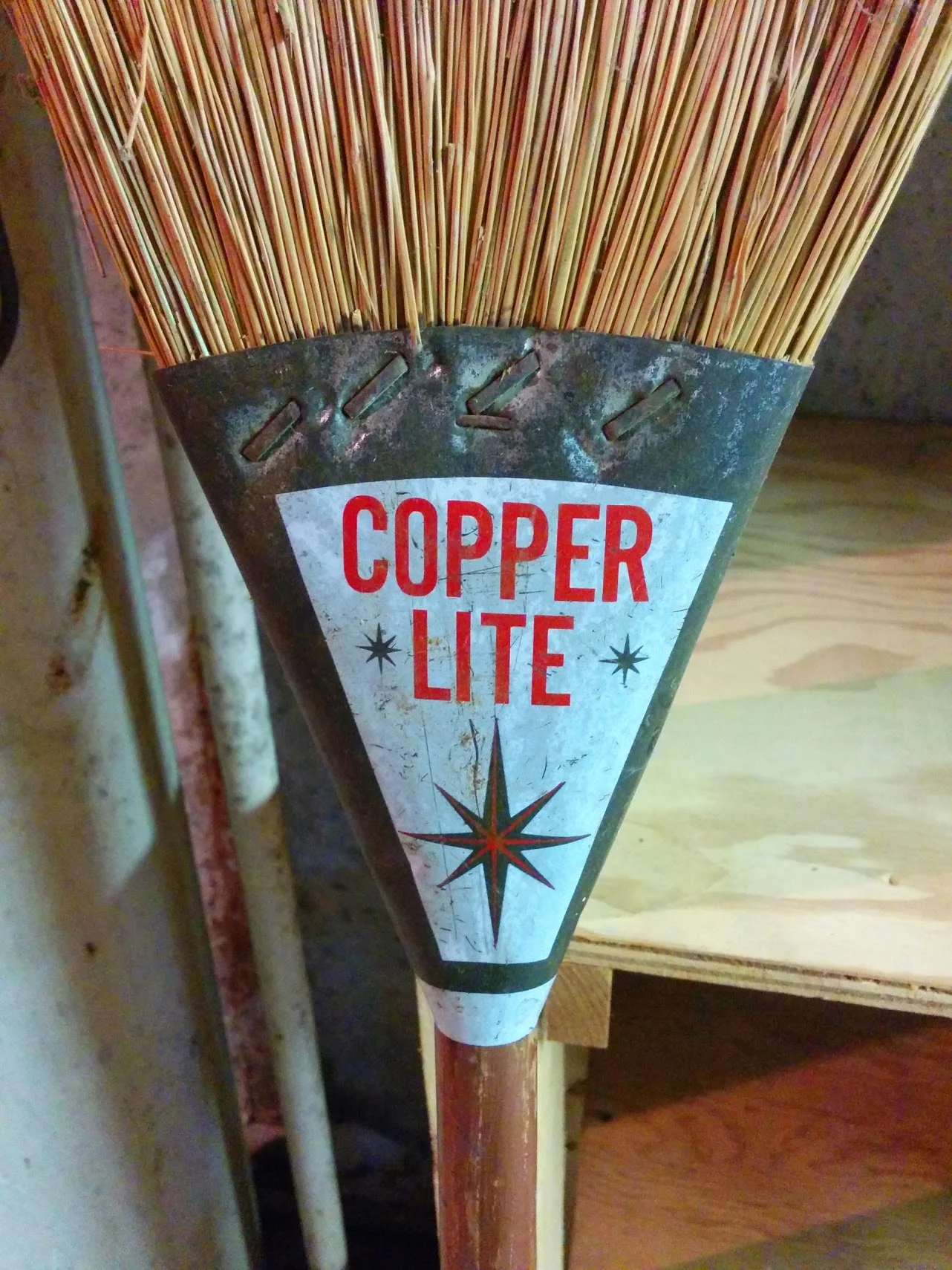 I found this amazing vintage broom in the basement of the house we'll be renovating. EVERYTHING in the house is from 1954, so I'm pretty much in heaven. Oh, the the previous owners left all of their vintage cast iron for us to use :)