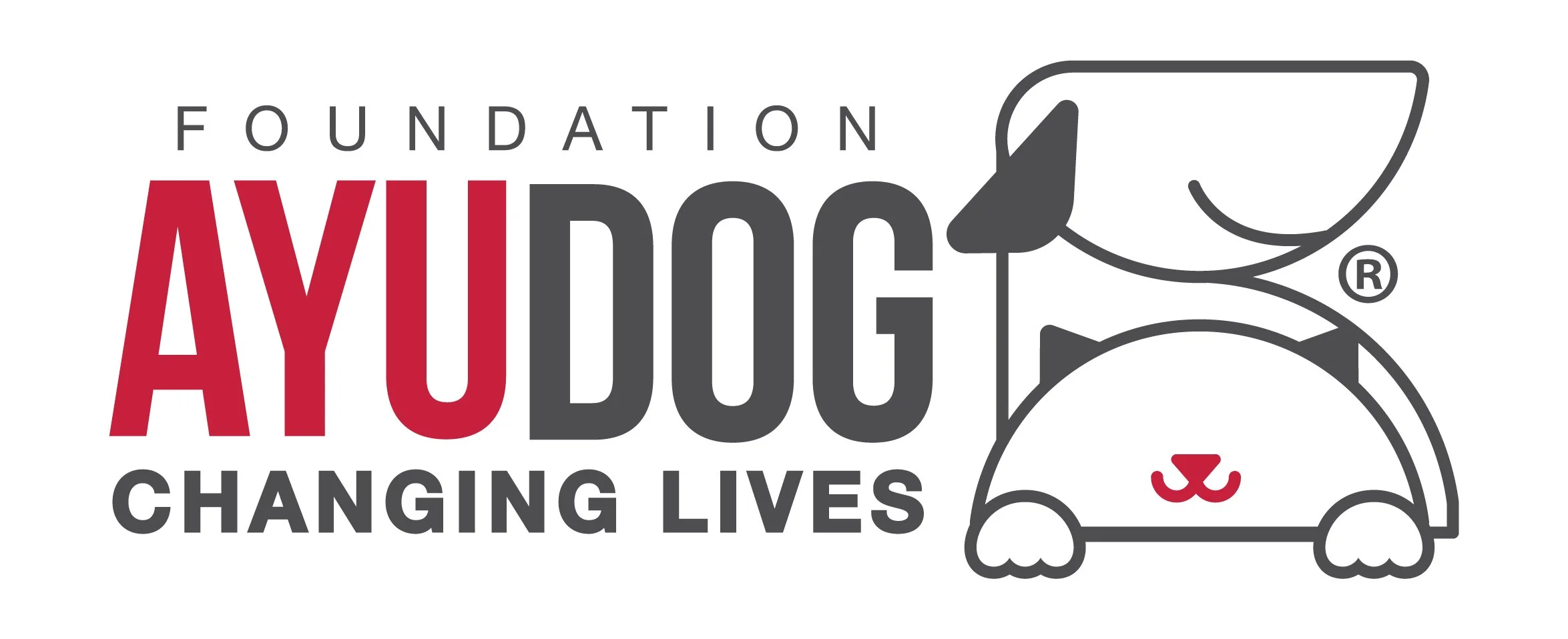 Foundation. Ayudog. Changing Lives. Logo of a Dog and Cat