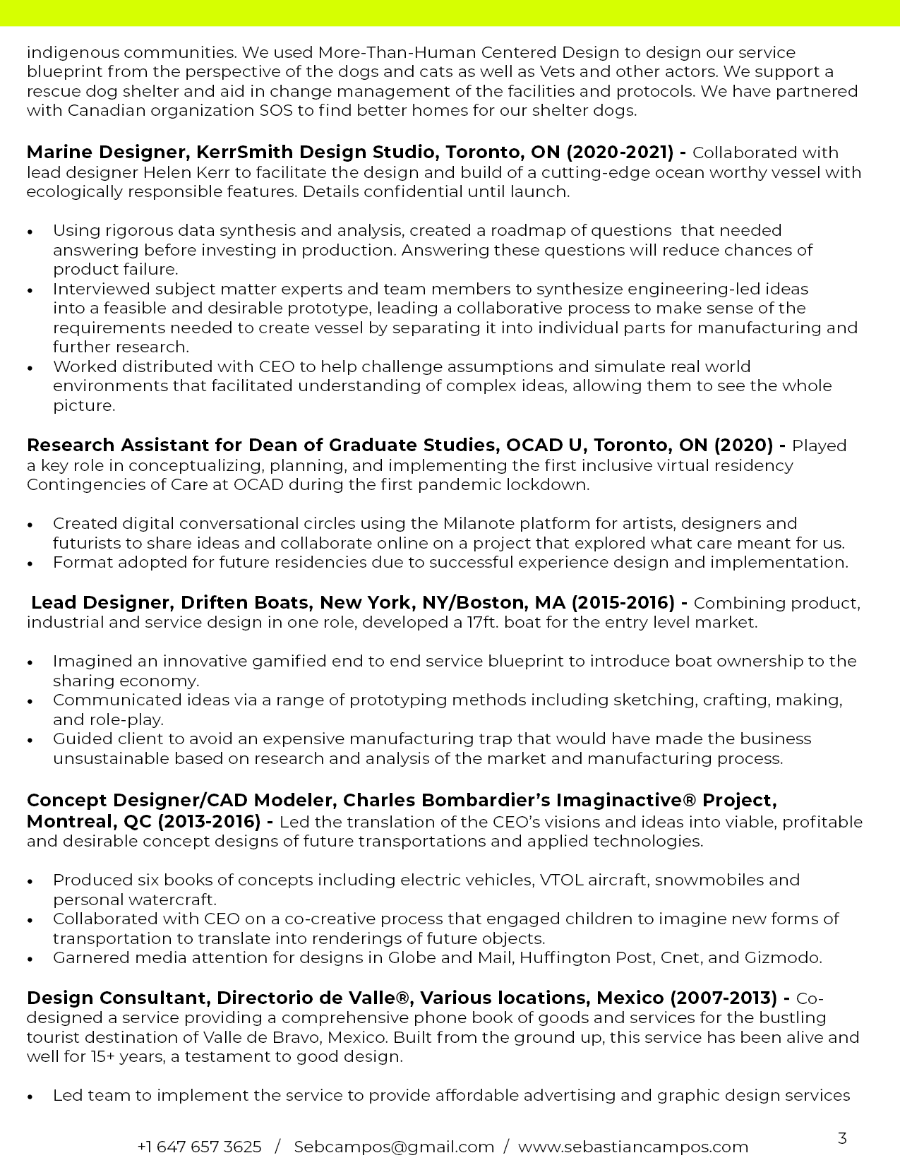 Sebastian Campos Moller CV 2026 Service Design, Human Centered Design, More-than-Human Centered Design, Systemic Design, Foresight, Futures, Complexity,