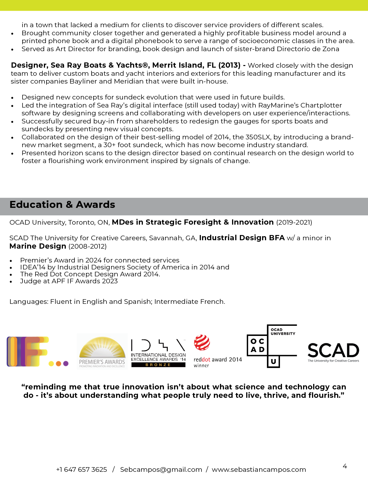 Sebastian Campos Moller CV 2026 Service Design, Human Centered Design, More-than-Human Centered Design, Systemic Design, Foresight, Futures, Complexity,