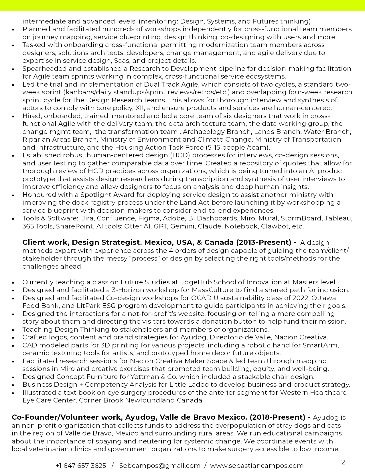 Sebastian Campos Moller CV 2026 Service Design, Human Centered Design, More-than-Human Centered Design, Systemic Design, Foresight, Futures, Complexity,