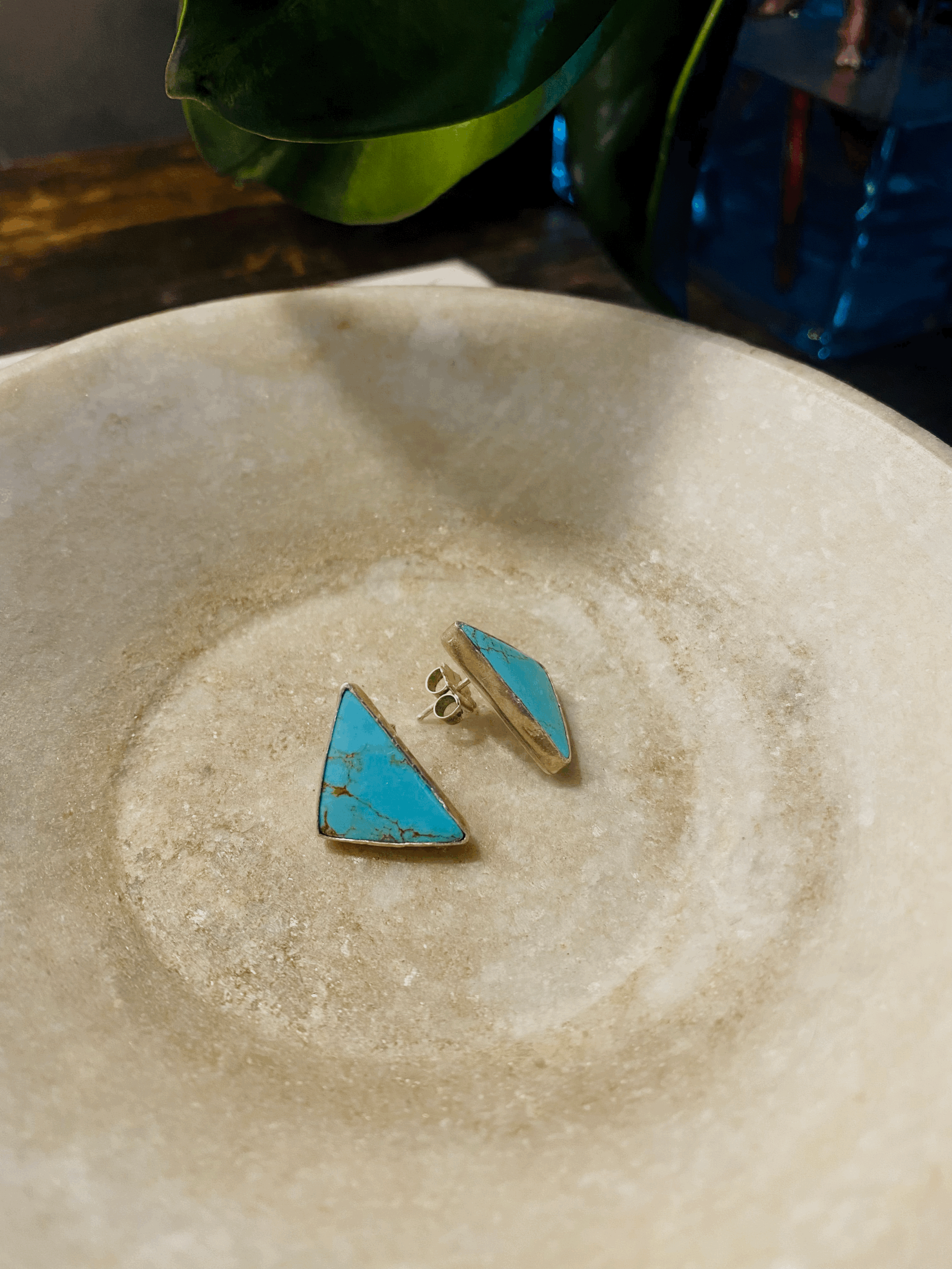 Triangle Turquoise Stud Earrings