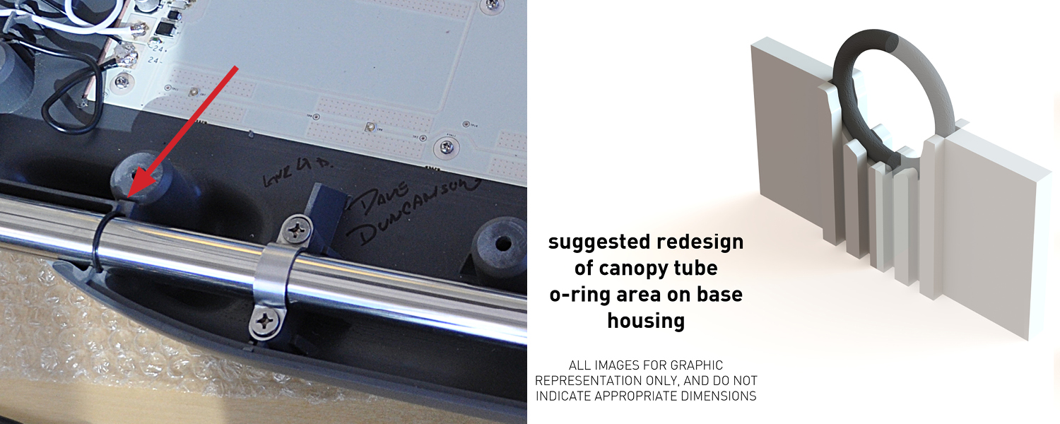 Design that Matters used rubber o-rings to create a seal around the metal tubes where they enter the base of the device. This helps keep bugs and dust out of the device.