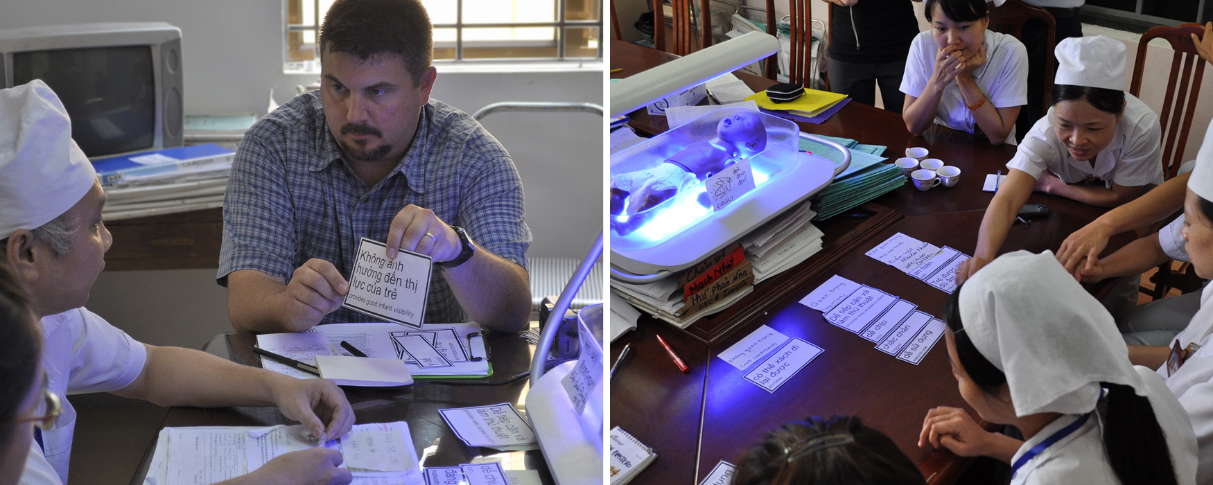 Design that Matters used dual language flashcards to spark better conversations to understand the most desirable phototherapy features.