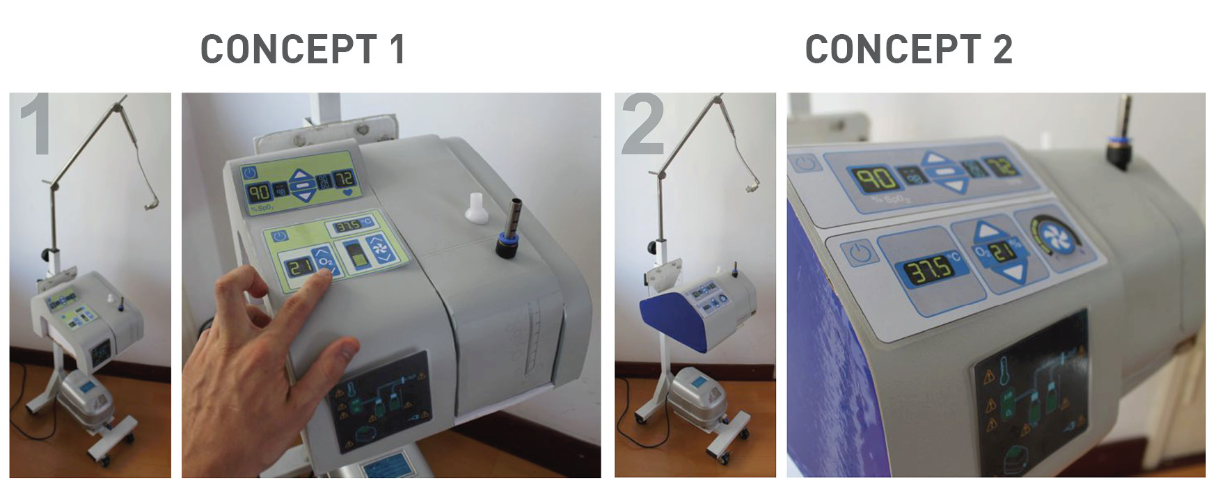 Multiple concepts for the new CPAP form and interface. Images courtesy MTTS.