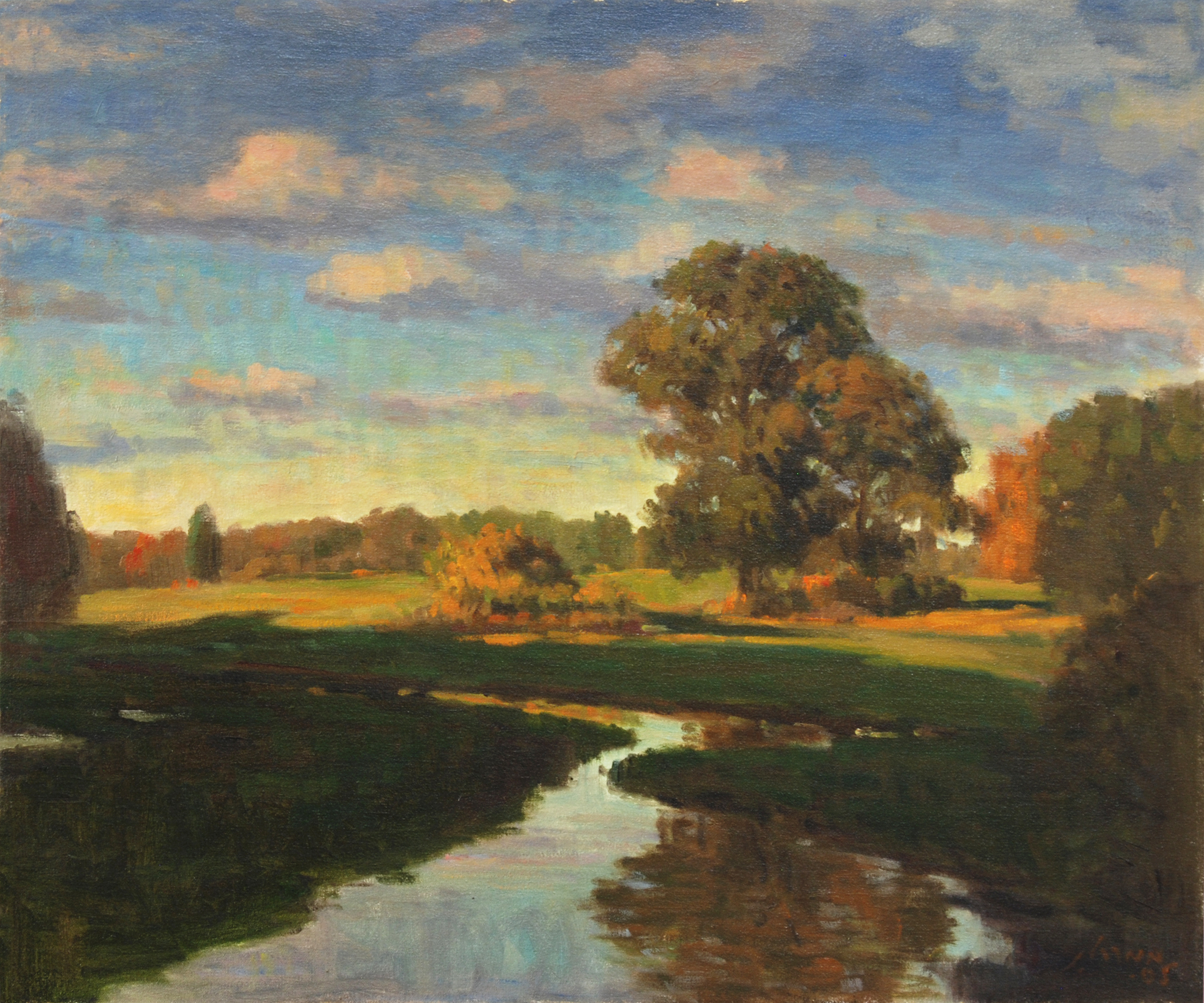 Summer Stream Reflection, Oil on canvas, 20x24 inches.