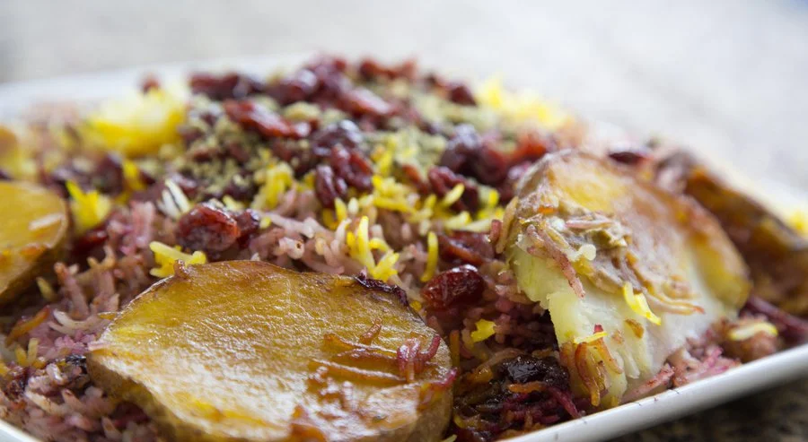 Albalu Polo (rice with sour cherries), photographed by the wonderful Howard Lipin