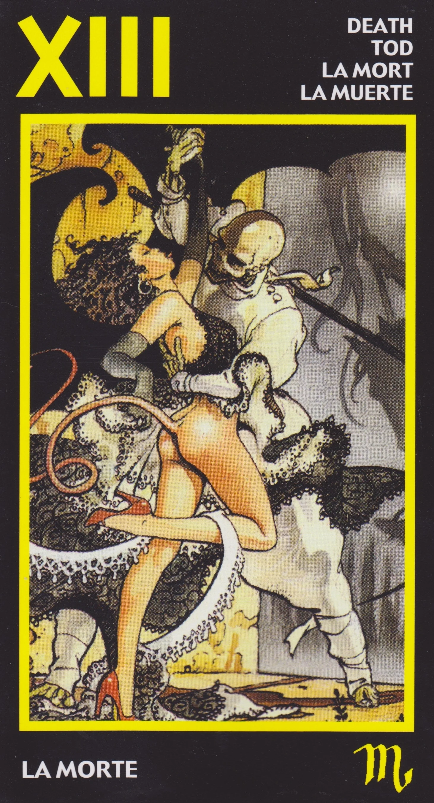 Death Card from the Erotic Tarot of Manara. You can purchase this deck HERE .