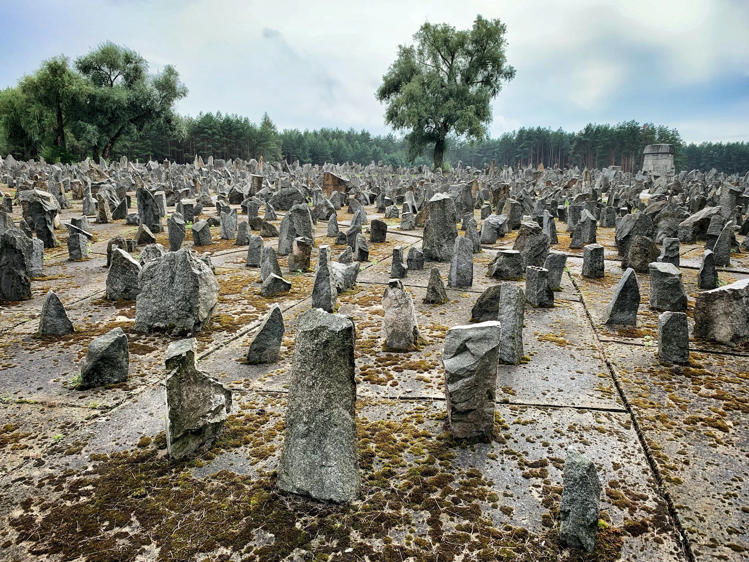 Jagged stone memorial markers represent burial pits — Treblinka