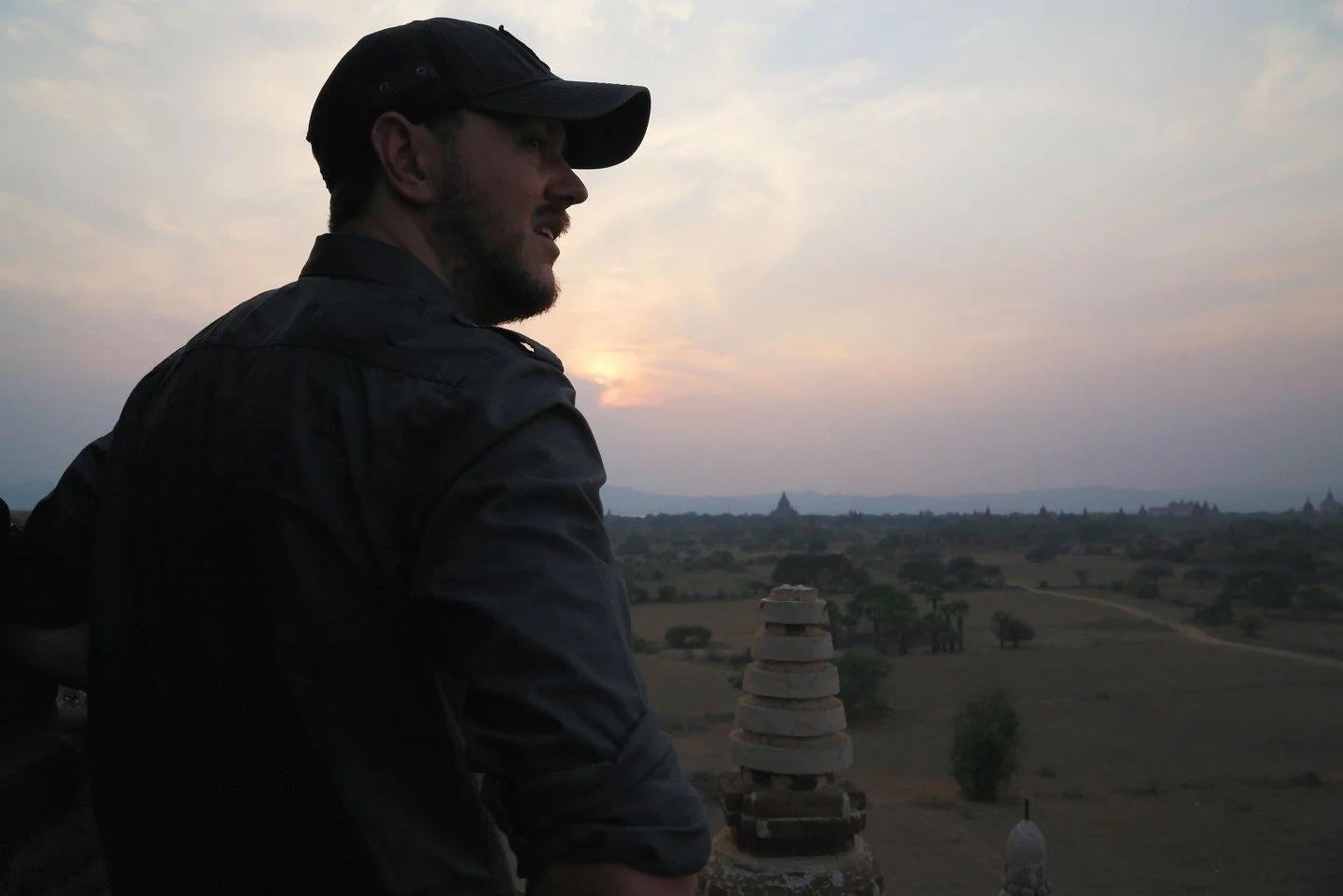 Overlooked by temple ruins of Bagan, Myanmar.
