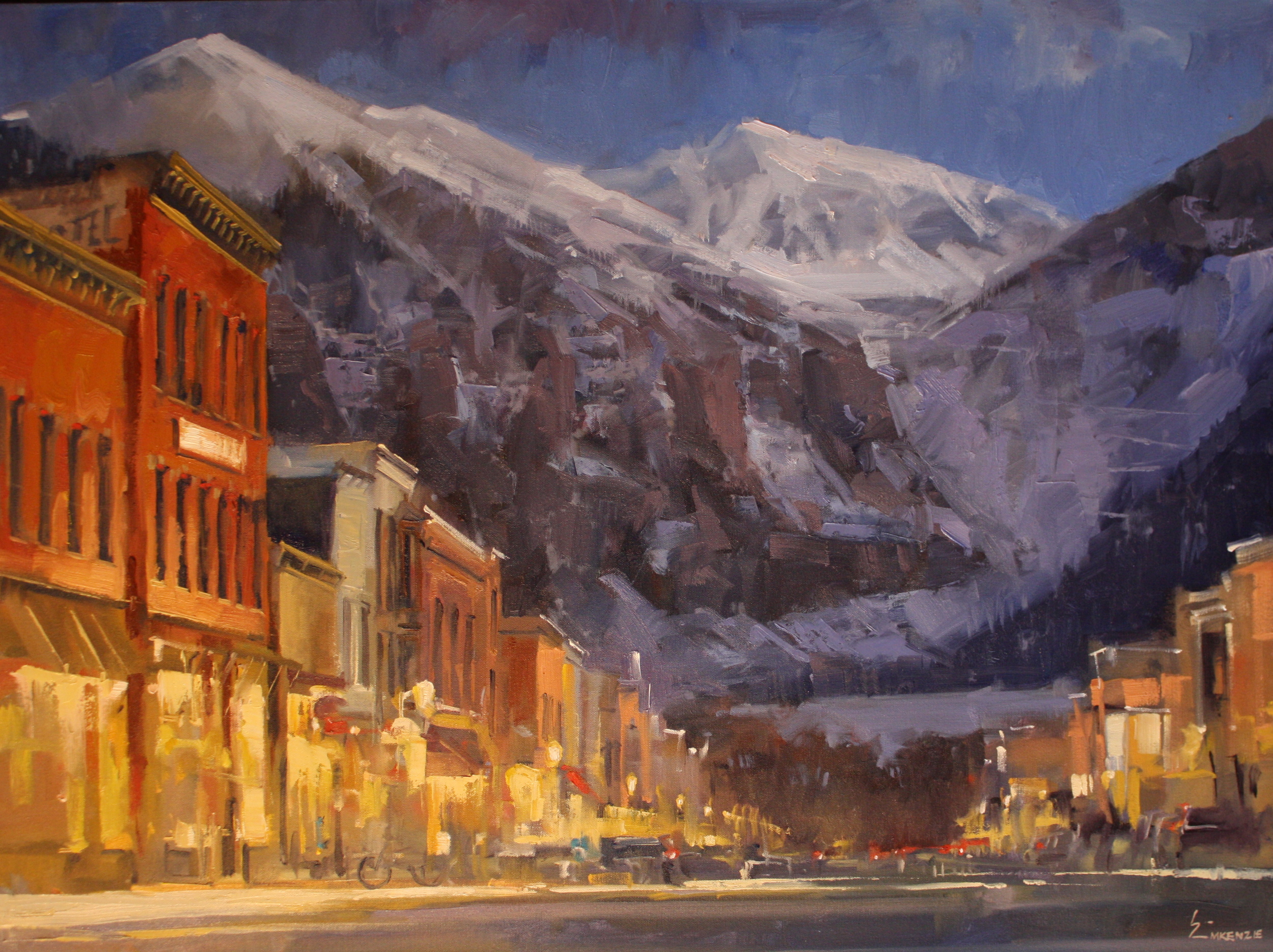 "Winter Lights on Colorado Ave" 30x40, $5000. 