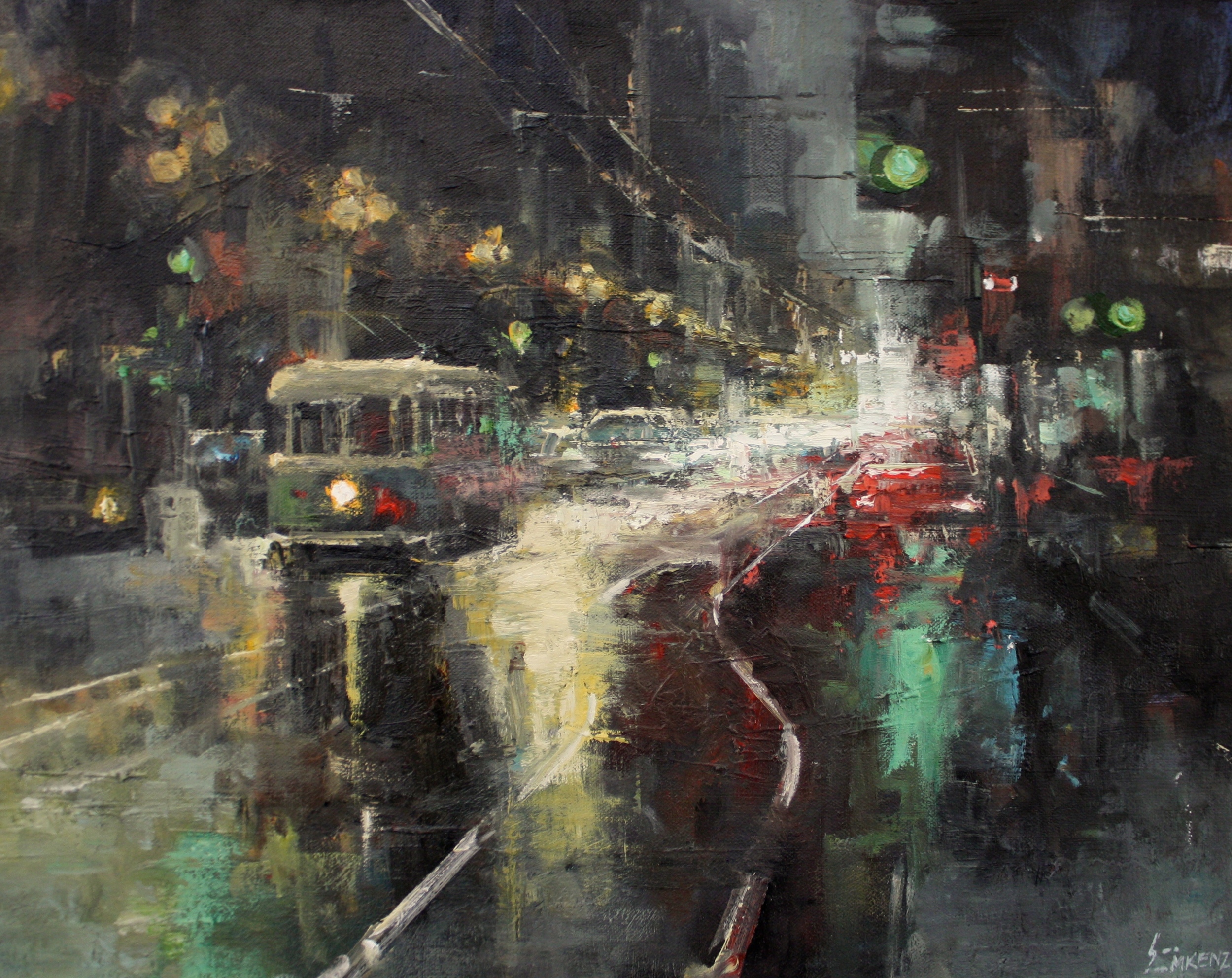  "Trolley Nocturne"16x20, $1700. 