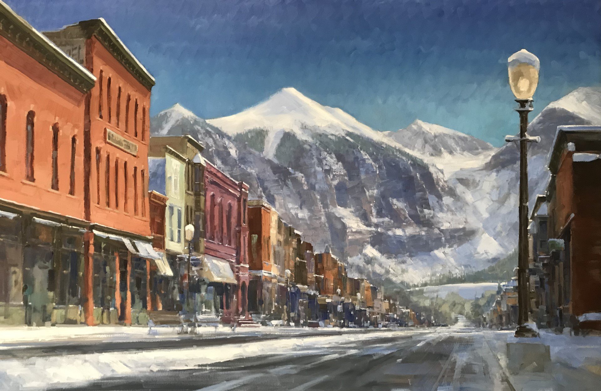  “Winter Snow on Colorado Ave” 40x60, OIl on Canvas. 