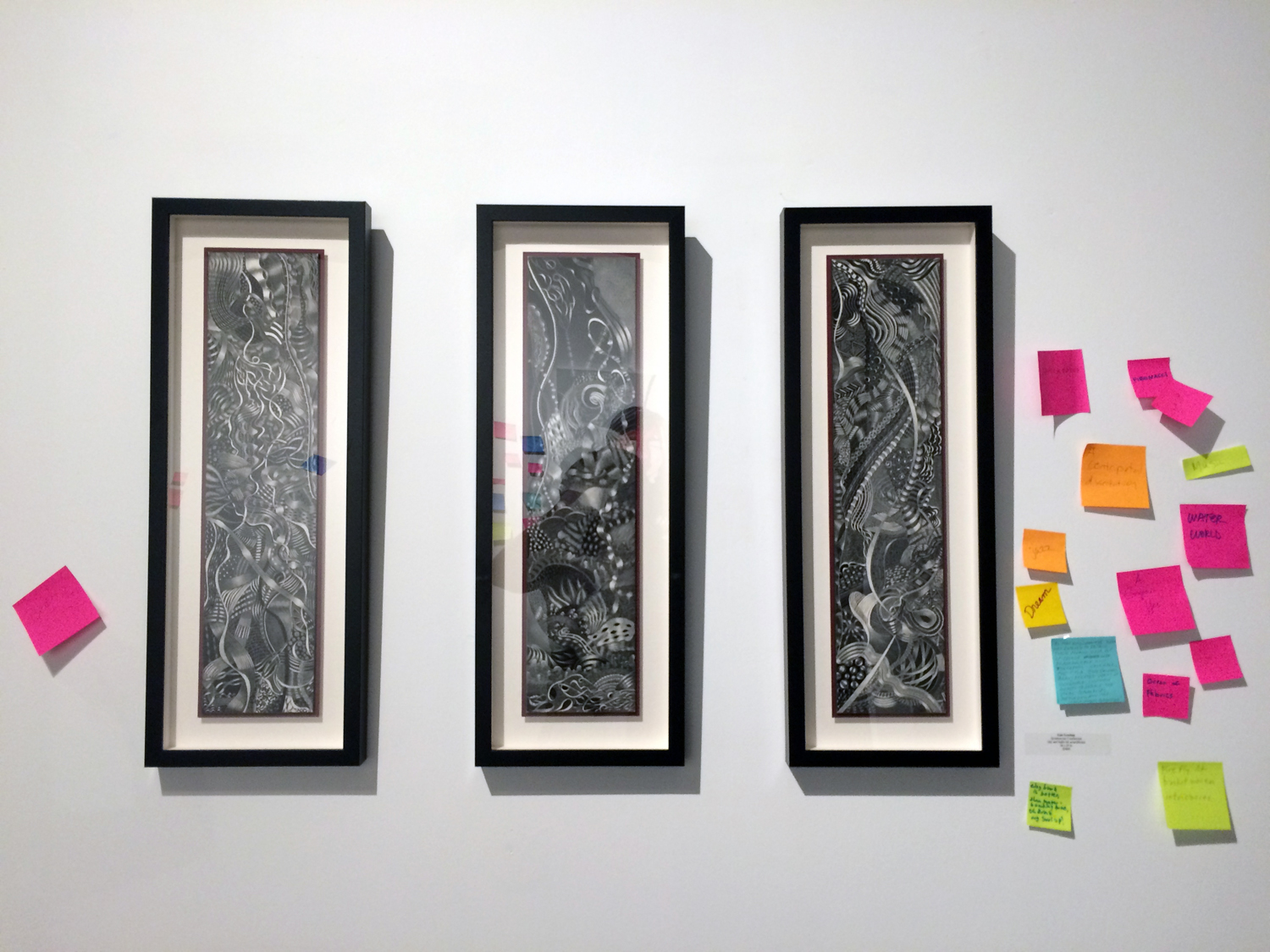 Spontaneous Combustion 1,2,3 by Lisa Goesling on display at LEXICON, Zhou B Art Center, Chicago, IL 