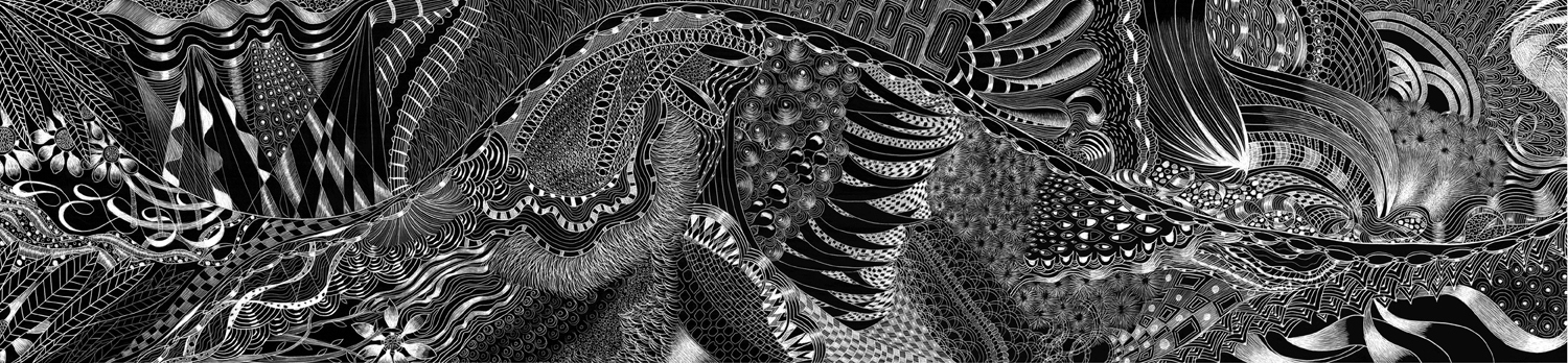 SC 22 #3120 Black Scratchboard Mounted with Sawtooth Hanger: 21" x 5" 2016 $1500.00 Studio