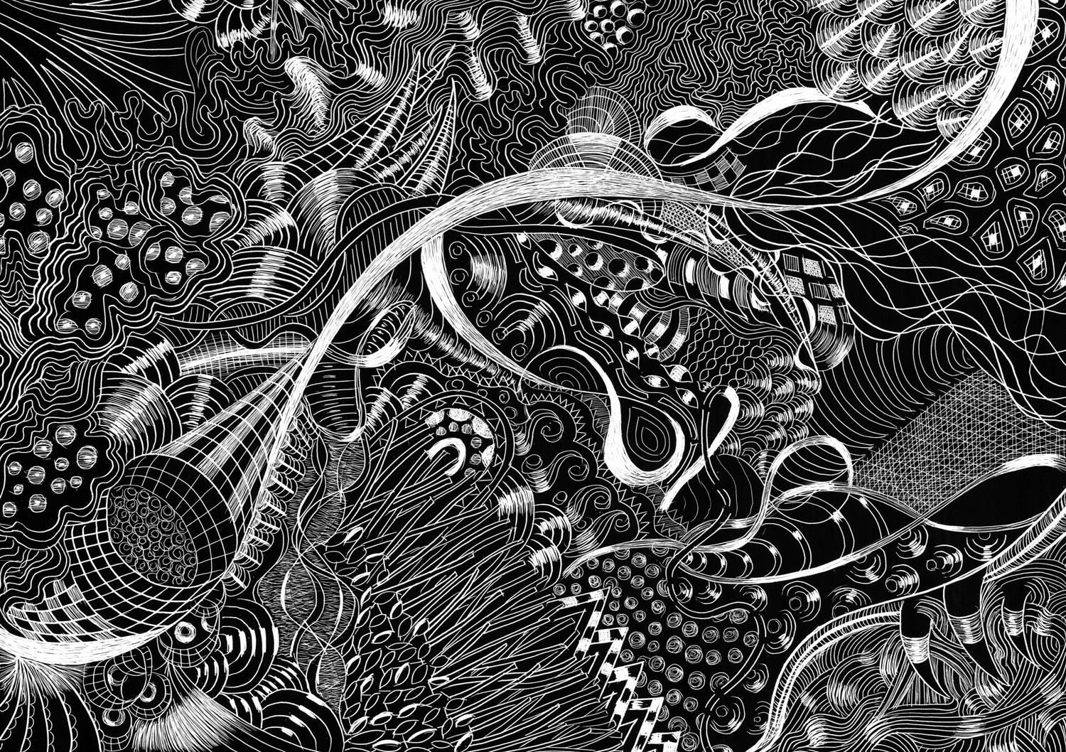 SC 7 #3114 Black Scratchboard Mounted with Sawtooth Hanger: 7" x 5" 2016 $500.00 Studio