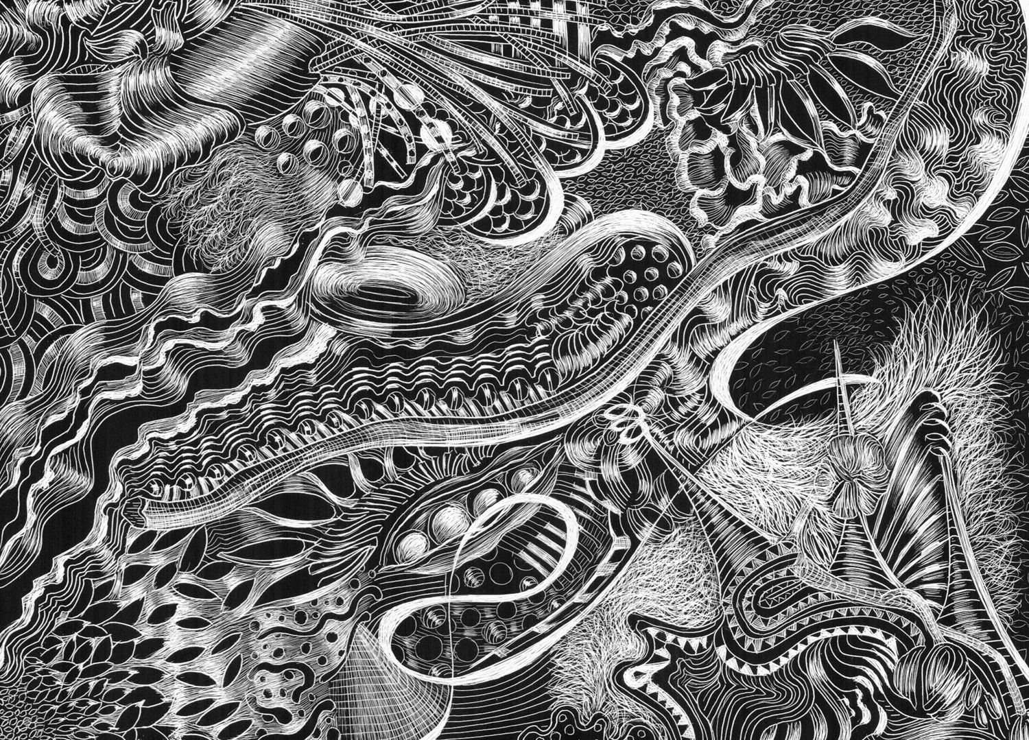 SC 9 #3116 Black Scratchboard Mounted with Sawtooth Hanger: 7" x 5" 2016 $500.00 Sold