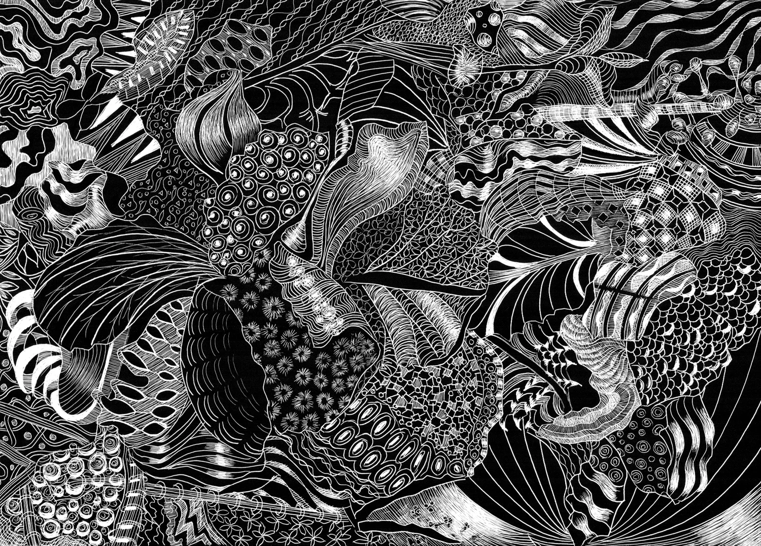 SC 16 #3127 Black Scratchboard Mounted with Sawtooth Hanger: 7" x 5" 2016 $500.00 Studio