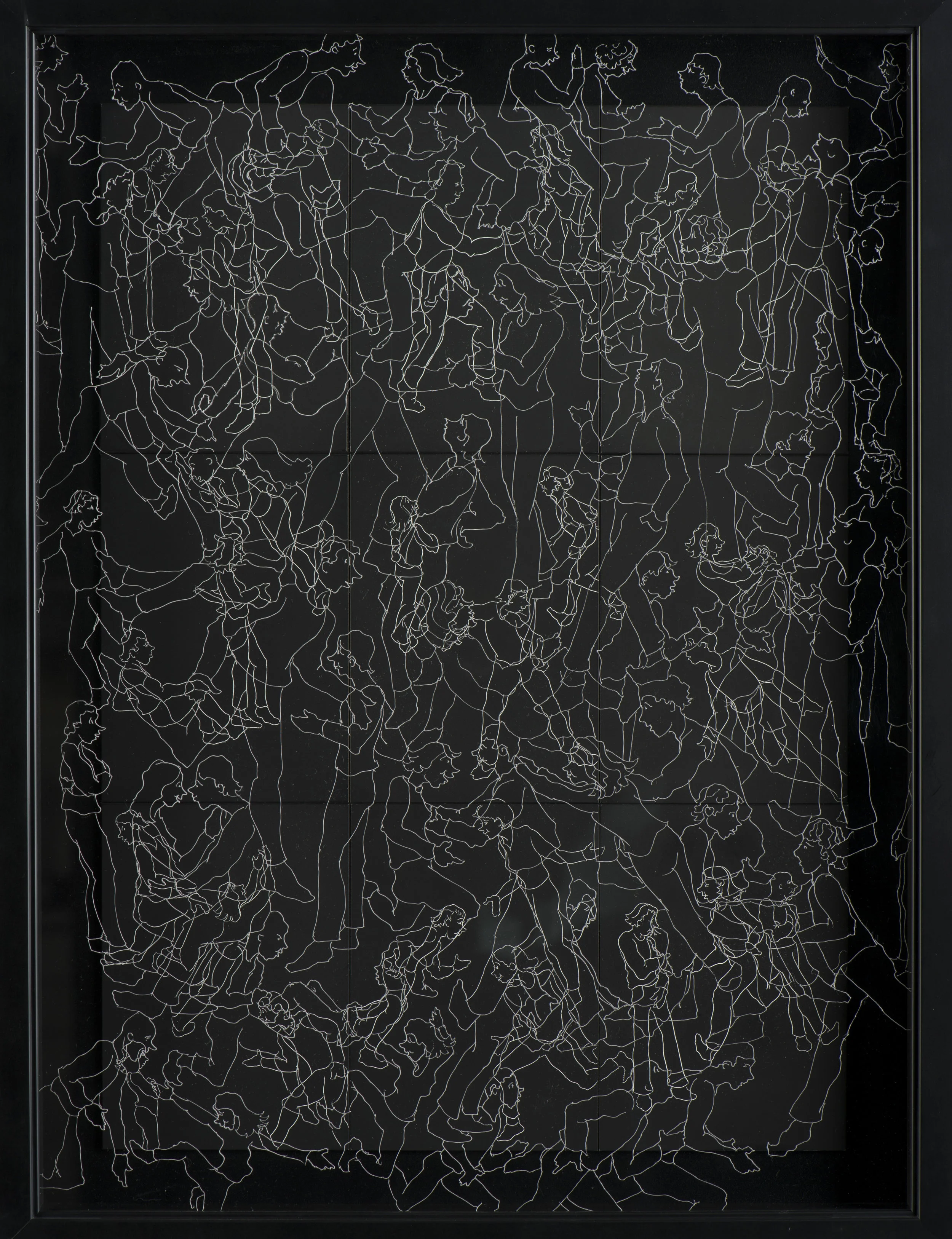 INTERACTION 1 #3027 Black Scratchboard with Overlay of Etched Plexiglass Framed 19" x 22" $1500.00 Studio