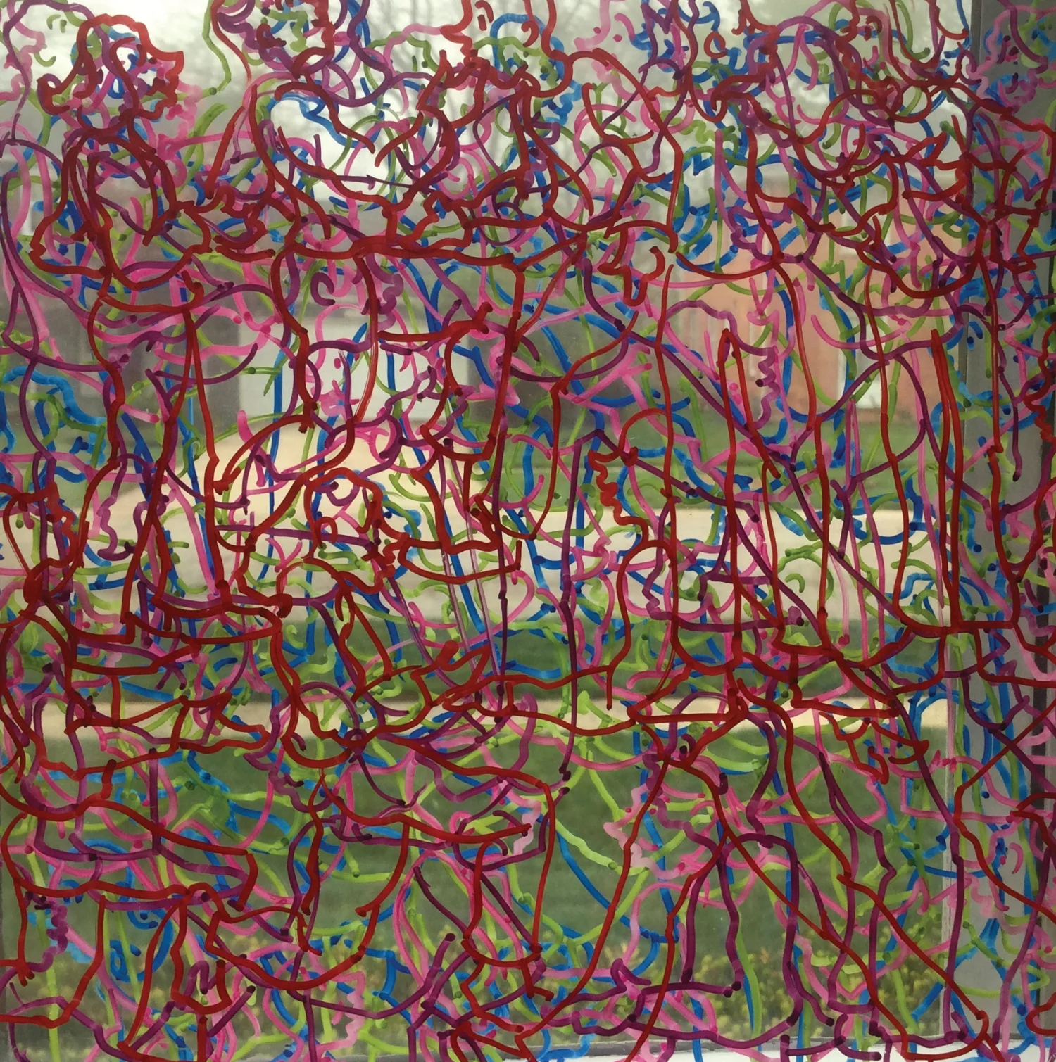CLEARLY INTERACTING 2 #3105 Acrylic with Krink Markers Framed: 20" x 20" $700.00 Studio